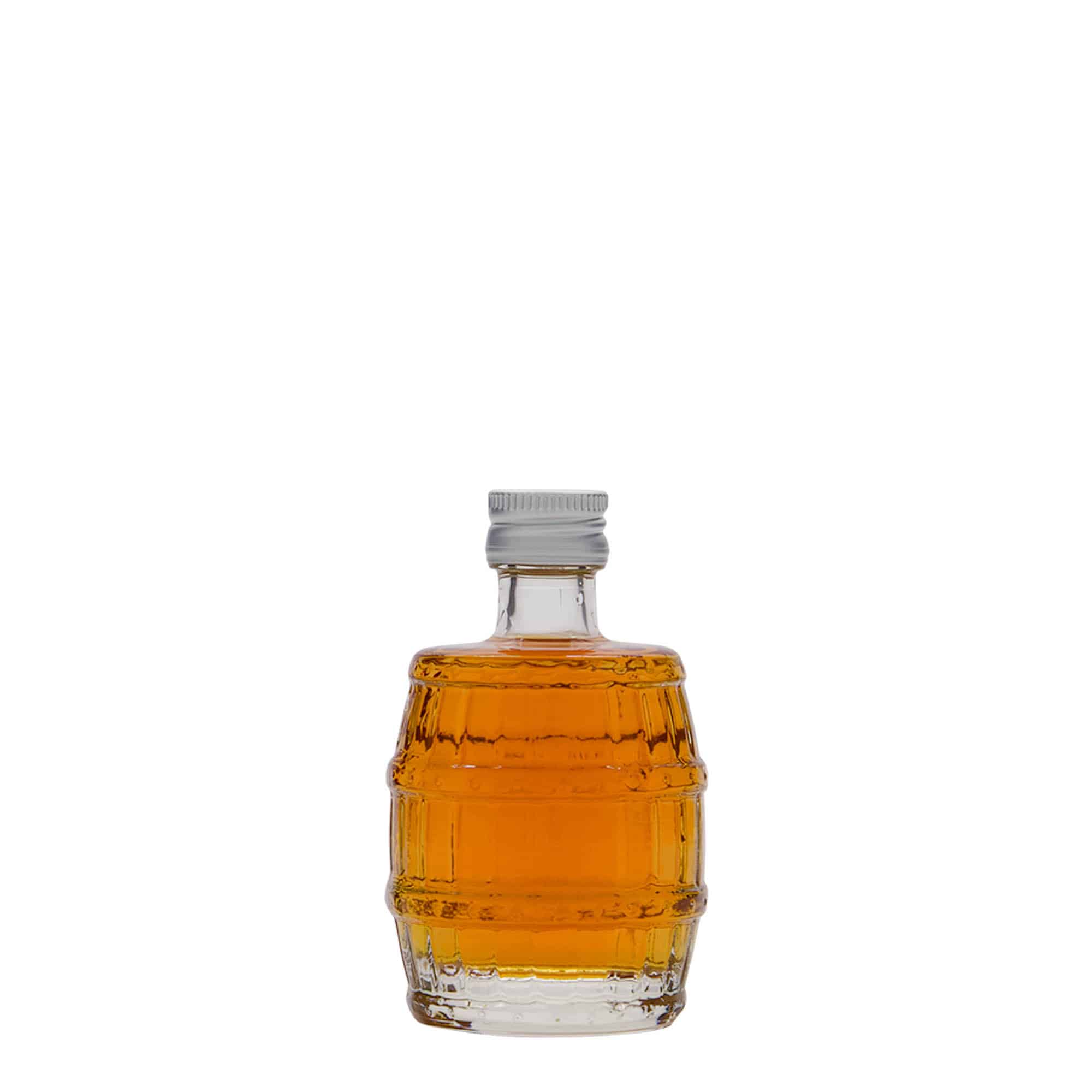 50 ml lasipullo 'tynnyri', suuaukon koko: PP 18