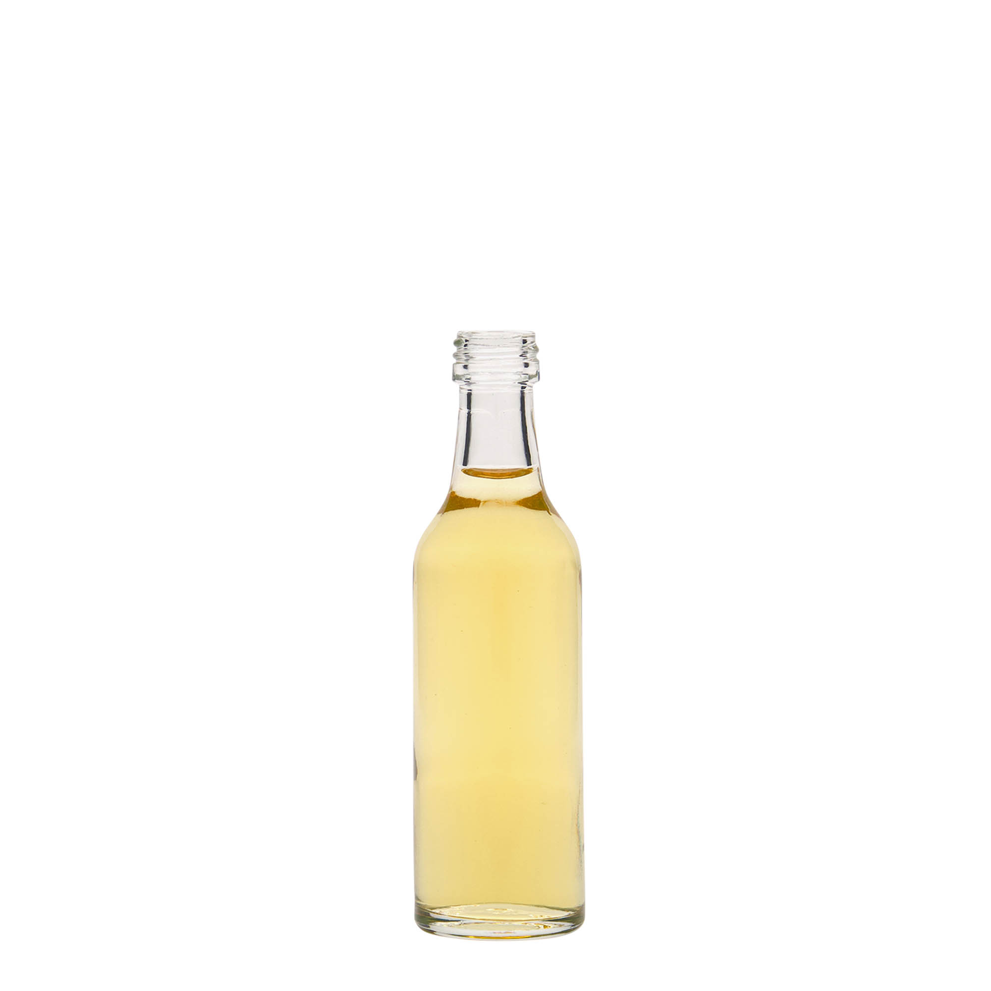 50 ml lasipullo suorakauluksella, suuaukko: PP 18 50 ml lasipullo suorakauluksella, suuaukko: PP 18