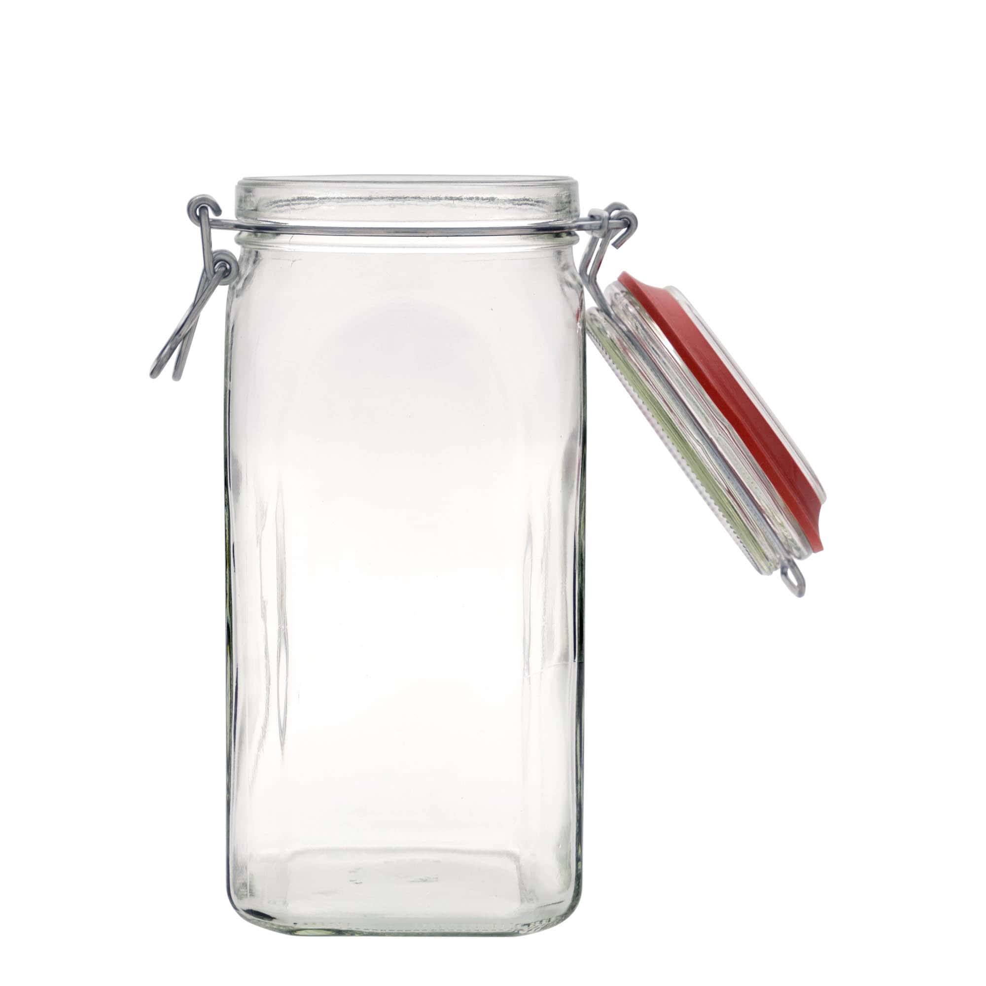 1540 ml patenttikorkkilasipurkki, neliö, suu: patenttikorkki