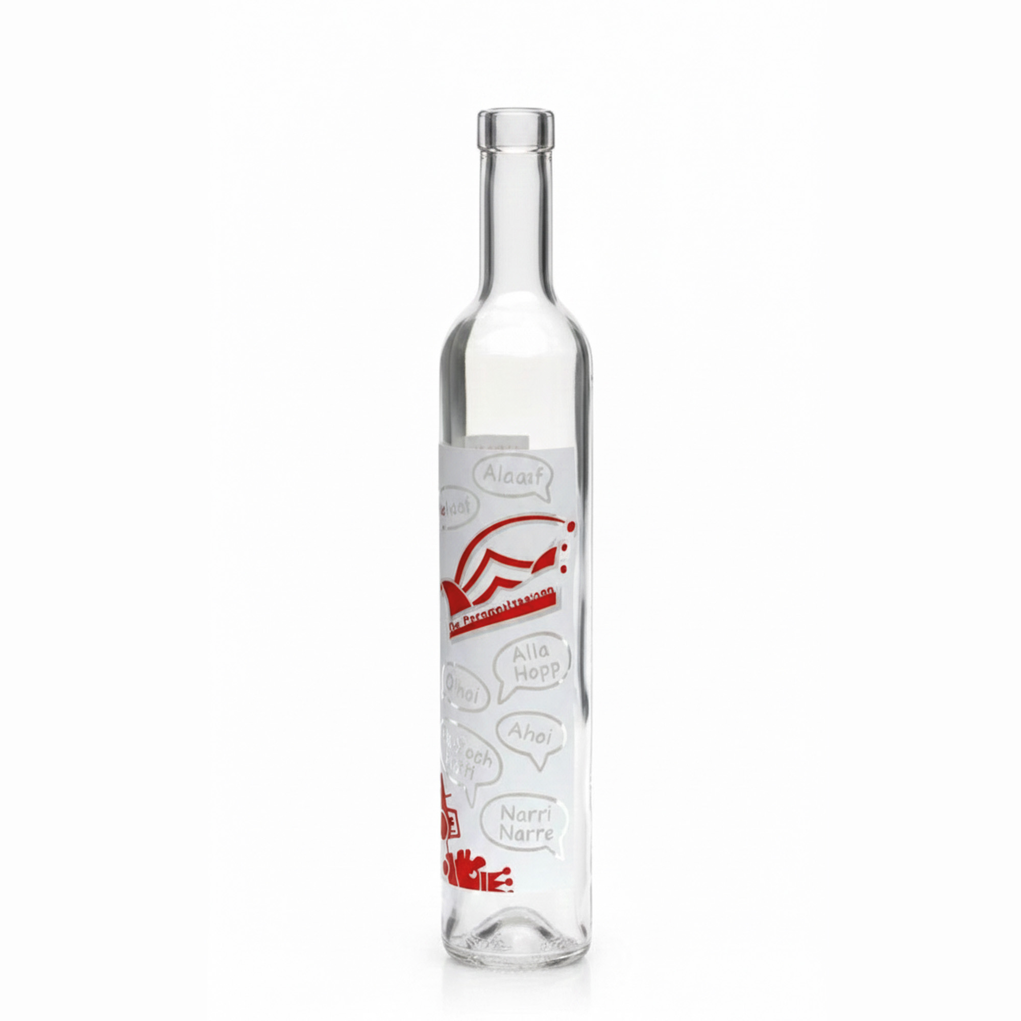 500 ml lasipullo Maximo painettu ”Karnevaali”, suuaukko: korkki