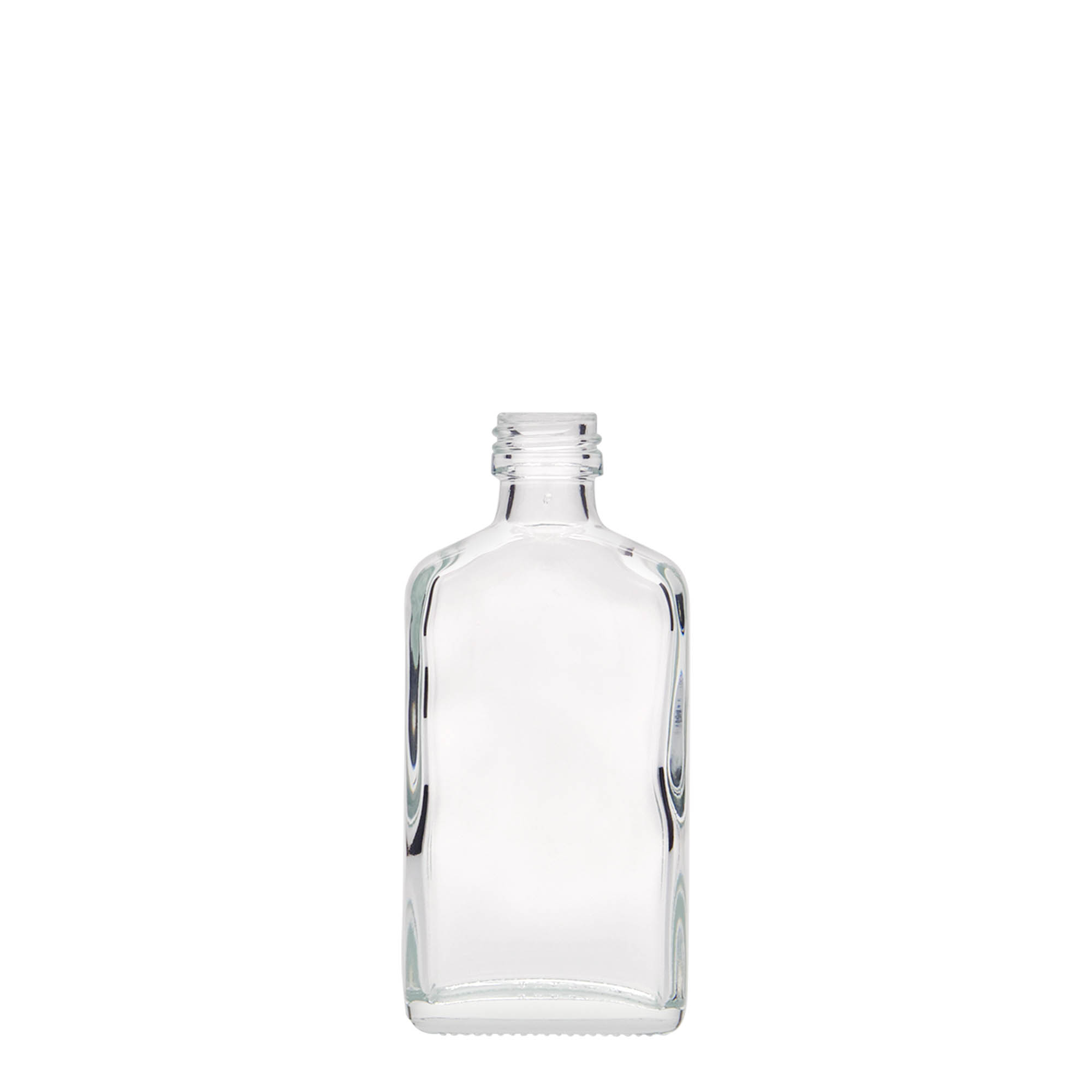 50 ml taskupullo, suorakulmainen, lasia, suuaukko: PP 18 50 ml taskupullo, suorakulmainen, lasia, suuaukko: PP 18