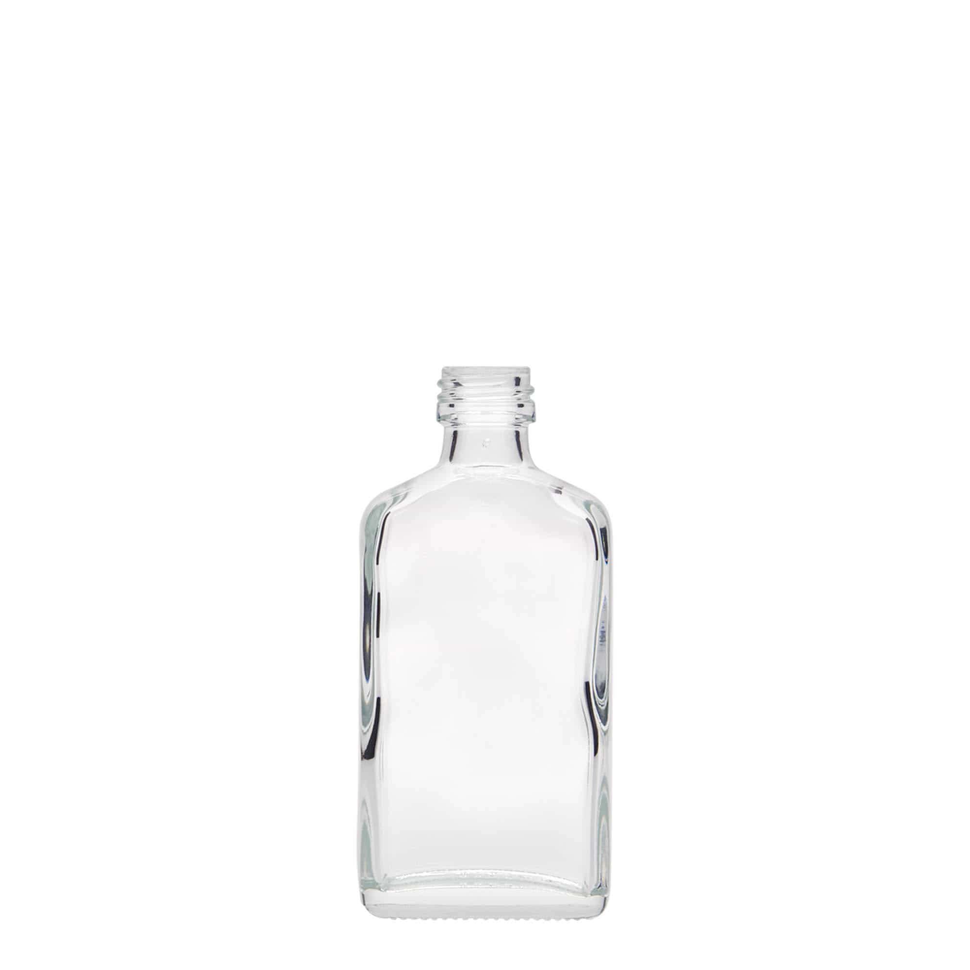 50 ml taskupullo, suorakulmainen, lasia, suuaukko: PP 18