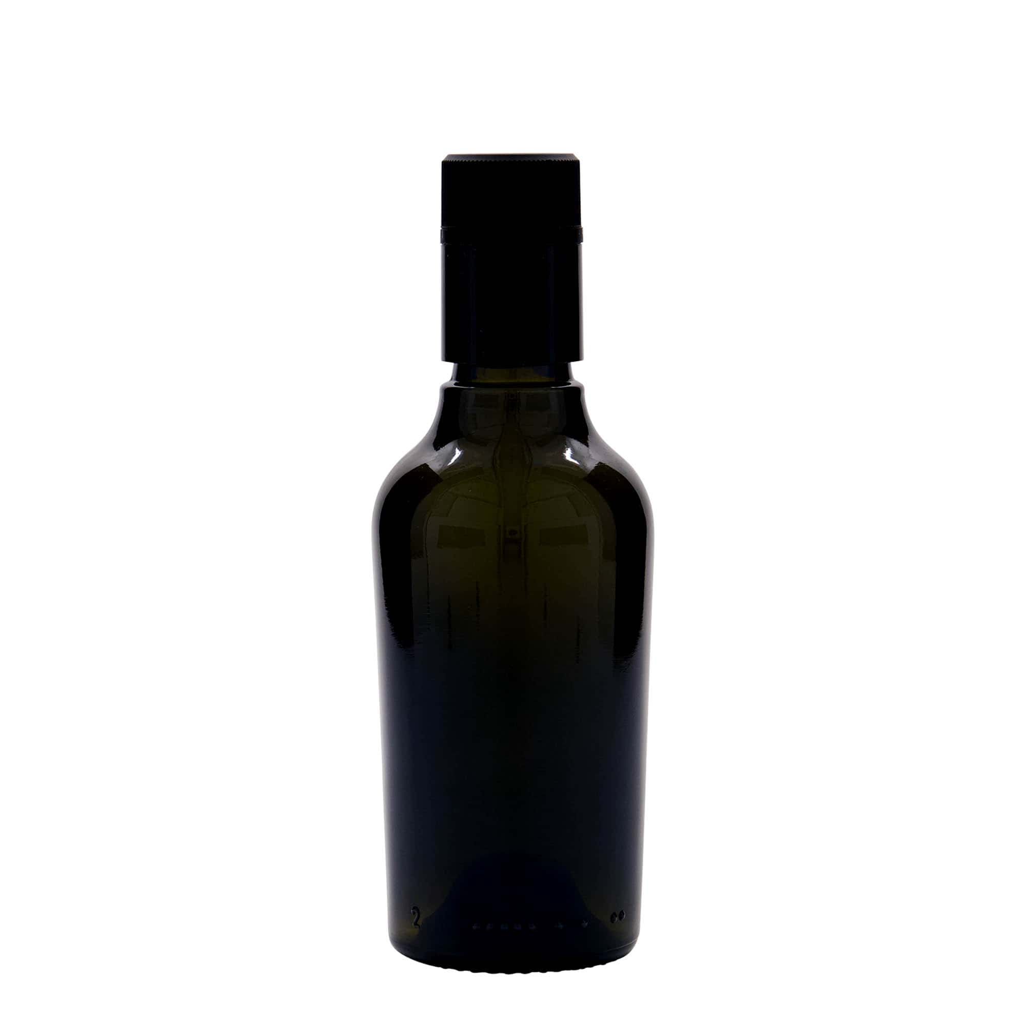 250 ml etikka-/öljypullo ”Oleum”, lasia, antiikkivihreä, suuaukko: DOP
