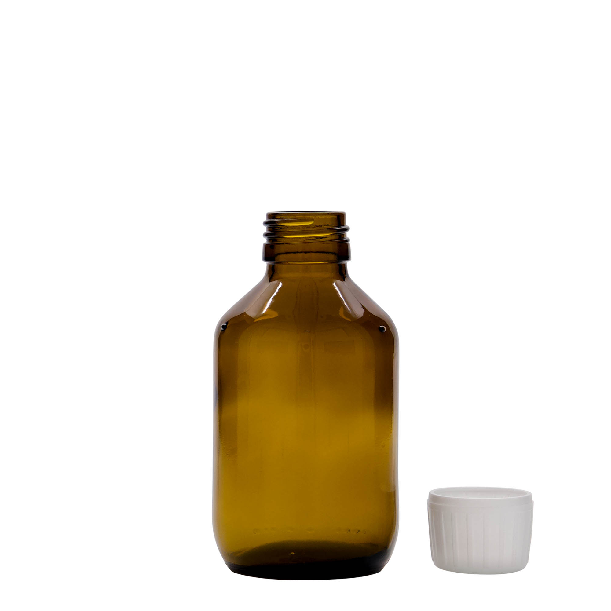150 ml lääkeastia, ruskea, lasi, suuaukko: PP 28