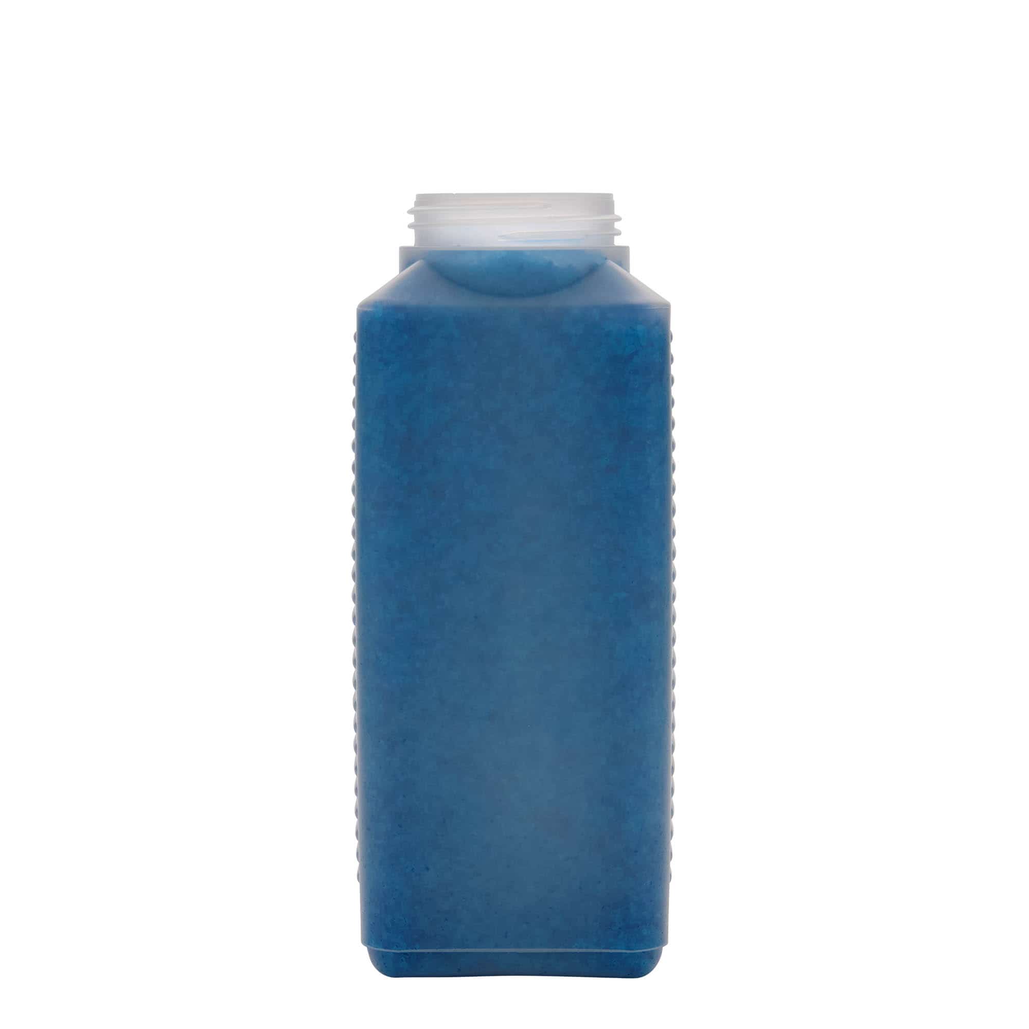 1000 ml leveäkaul. pullo, nelikulm., HDPE-muovi, natur, suu: DIN 60 EPE