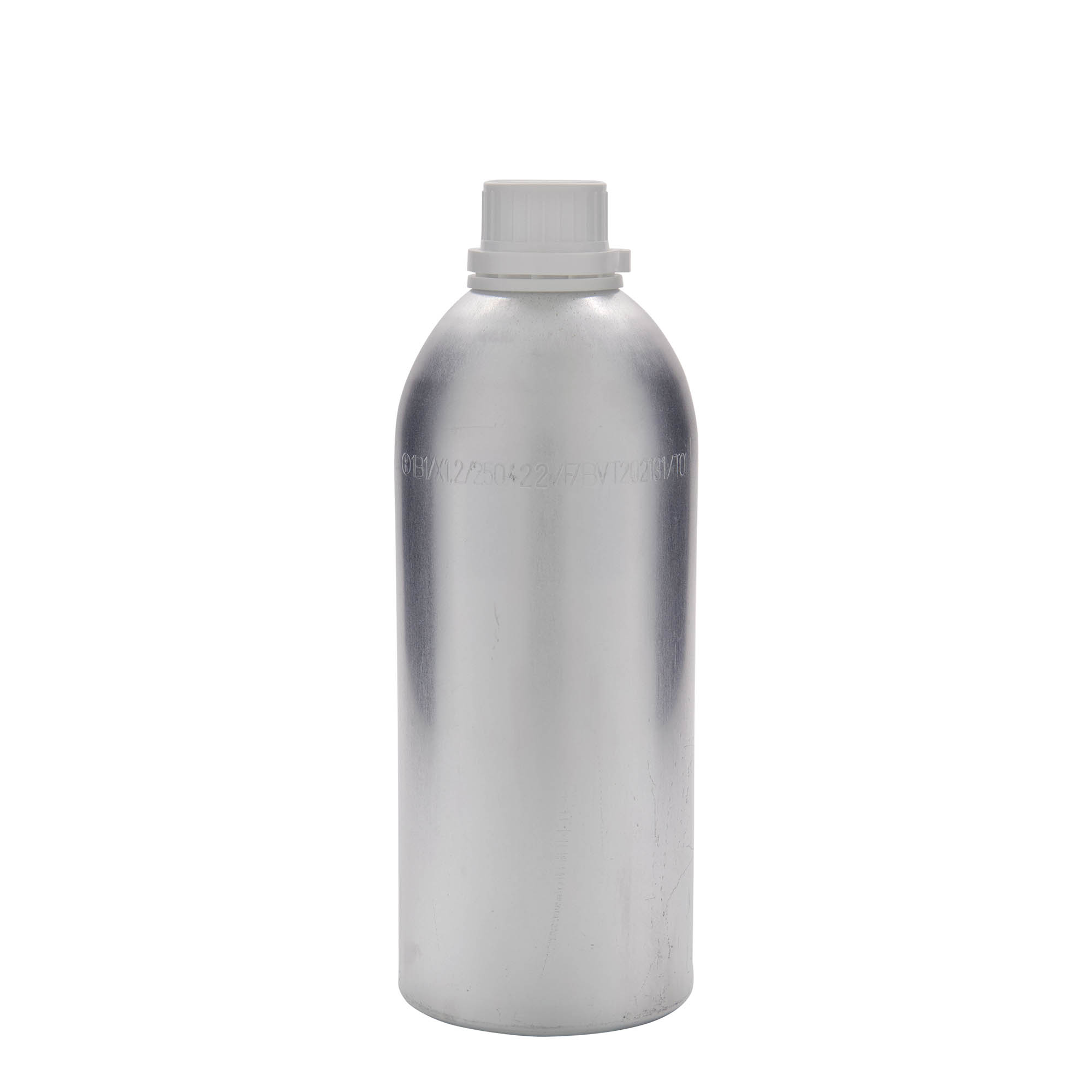 1100 ml alumiinipullo, metalli, hopea, suuaukko: DIN 32