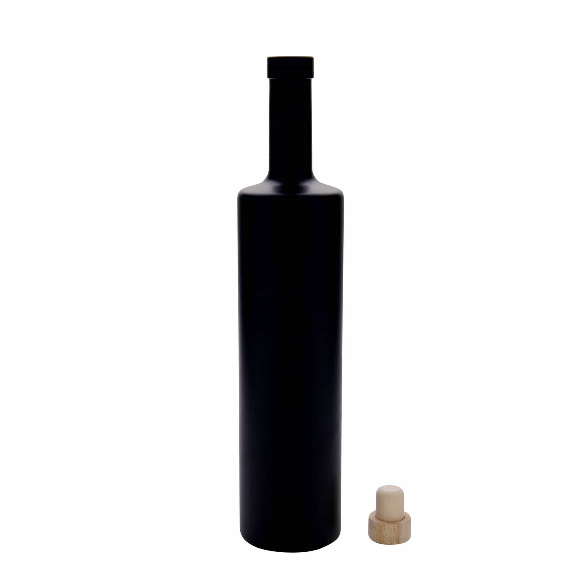 700 ml lasipullo 'Centurio', musta, suu: korkki