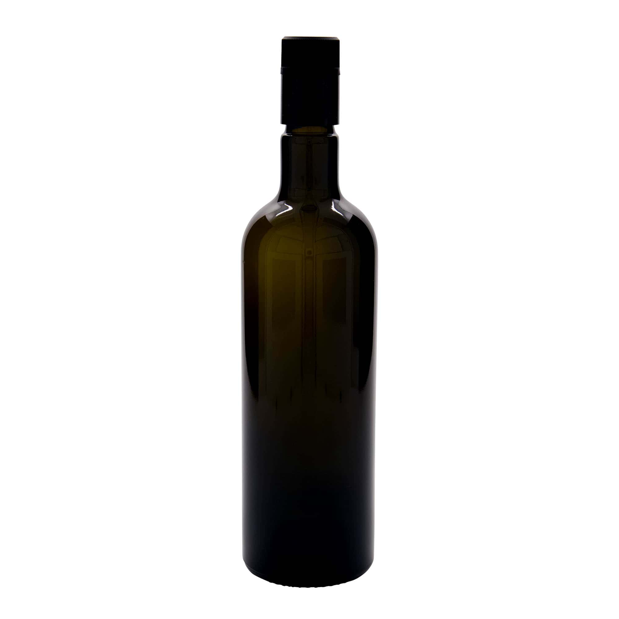 750 ml etikka-/öljypullo 'Willy New', lasia, antiikkivihreä, suuaukko: DOP
