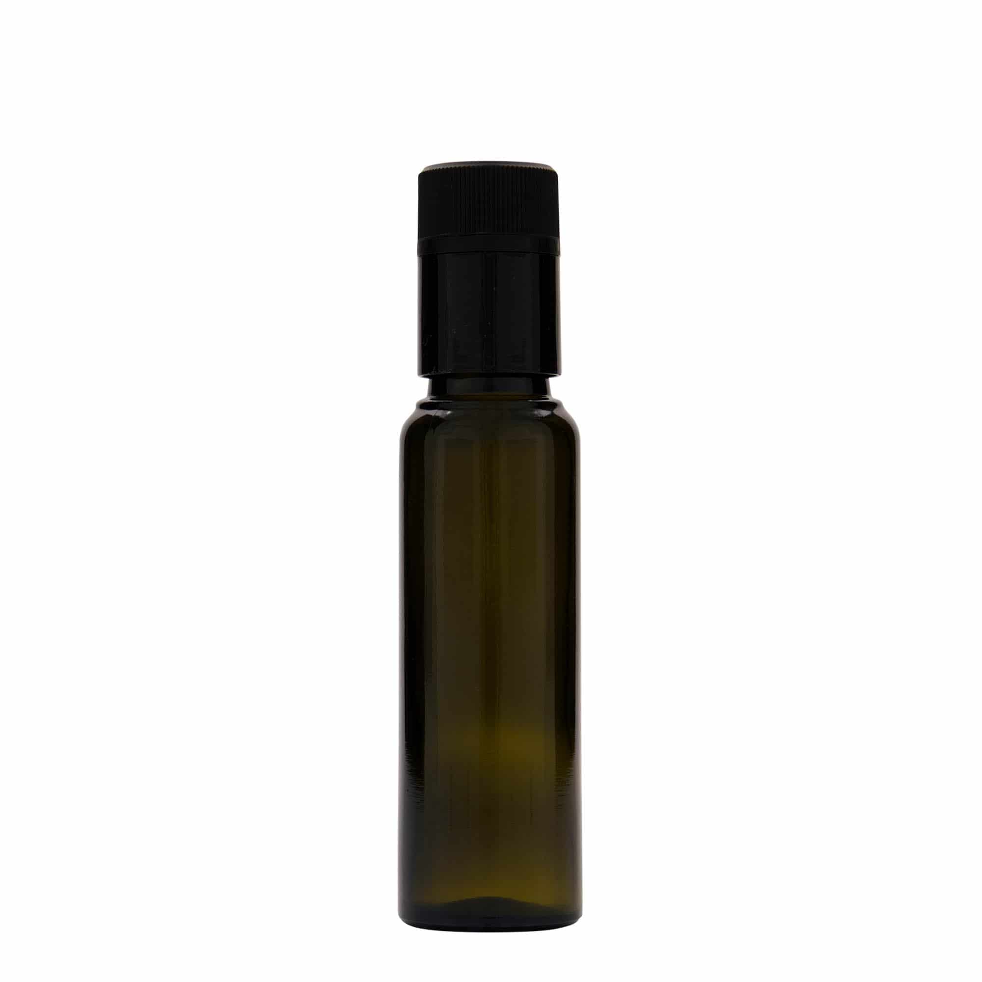 100 ml etikka-/öljypullo 'Willy New', lasi, antiikinvihreä, suu: DOP