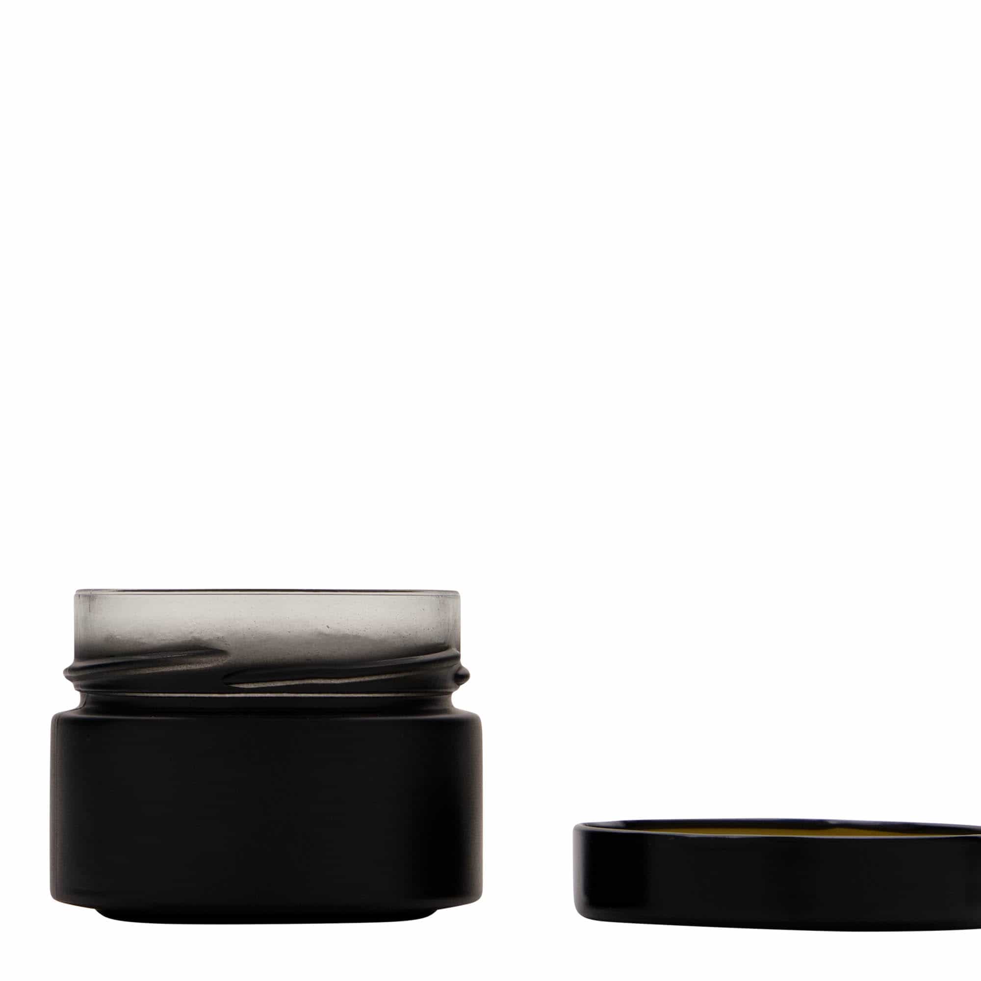 130 ml pyöreä lasipurkki 'Aurora', musta, suu: Deep-Twist-Off (DTO 66)