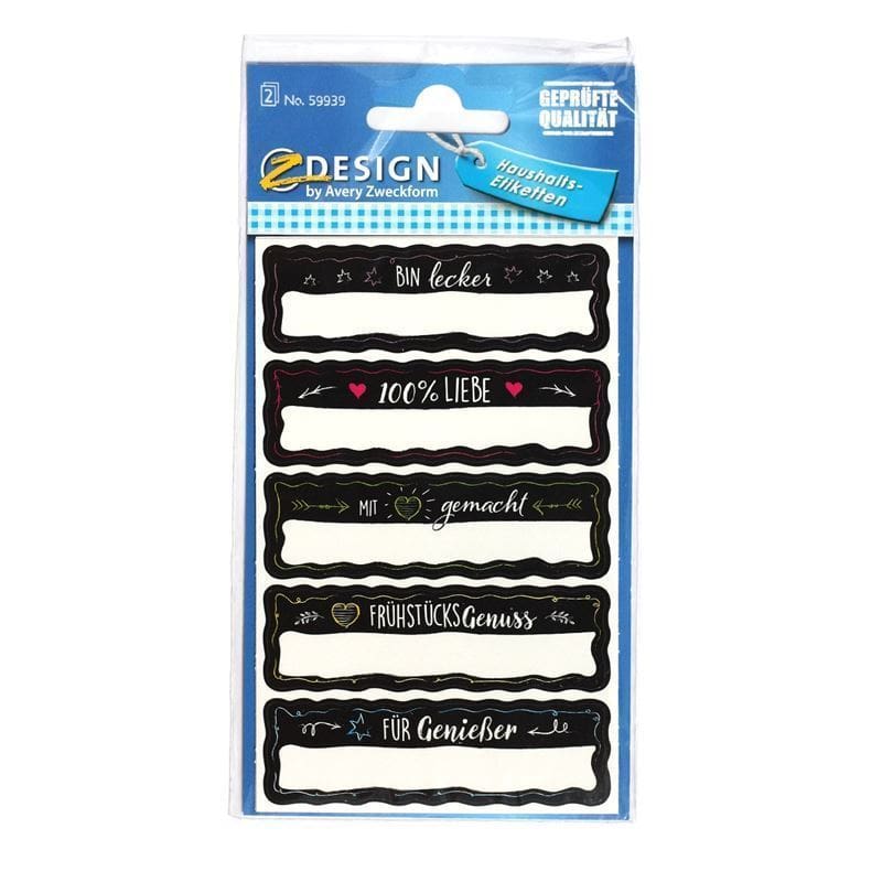 Zweckform Tarrat 'Itsetehty', suorakulmainen, paperi, musta