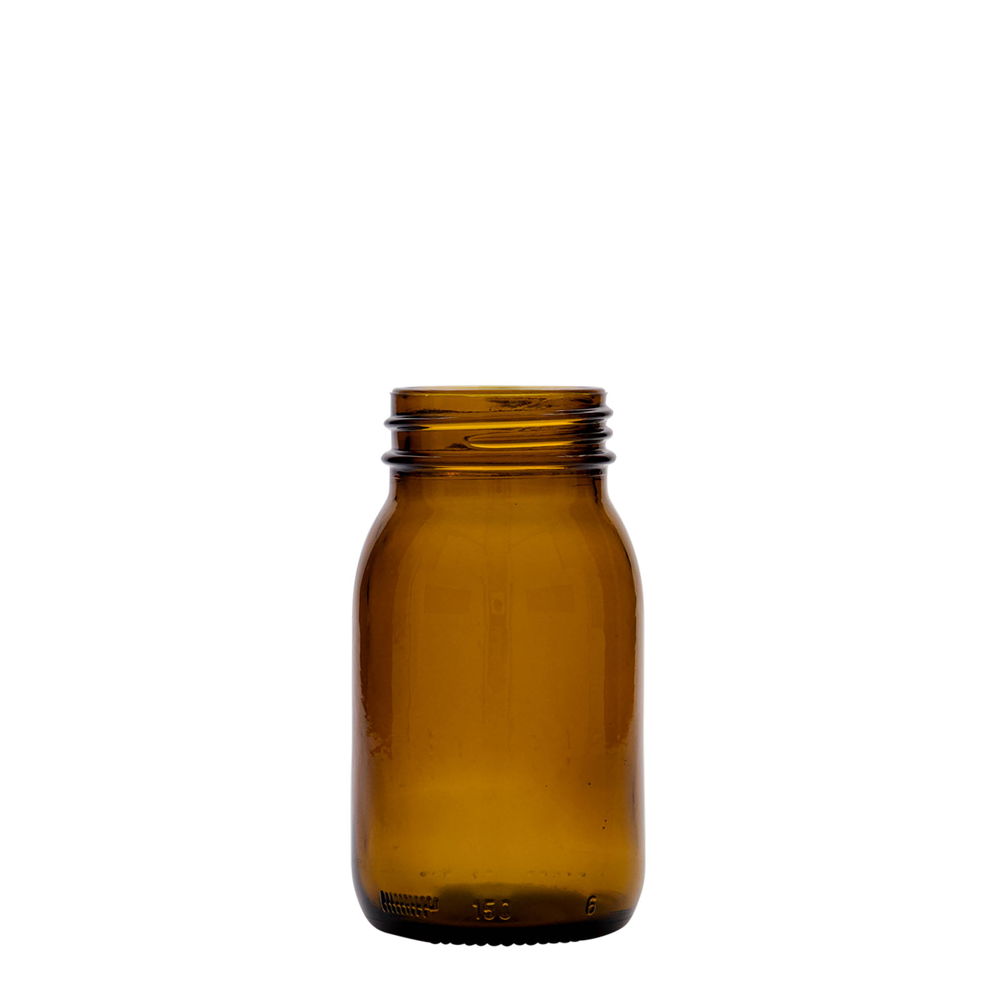 150 ml paksukaulainen lasi, ruskea, suuaukko: DIN 45 150 ml paksukaulainen lasi, ruskea, suuaukko: DIN 45
