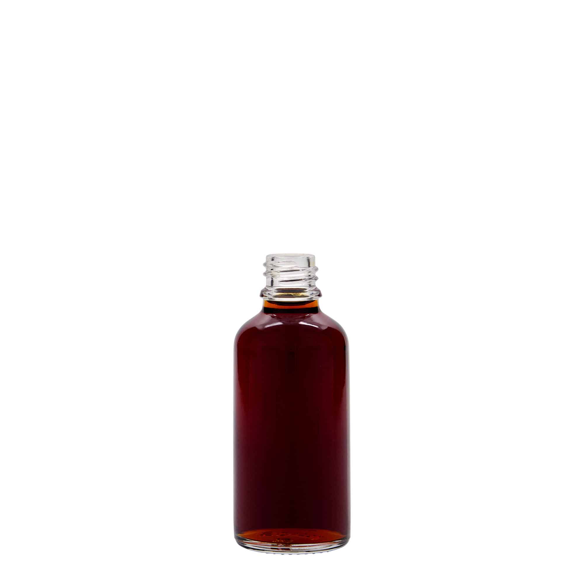 50 ml lääkepullo, lasi, suu: DIN 18