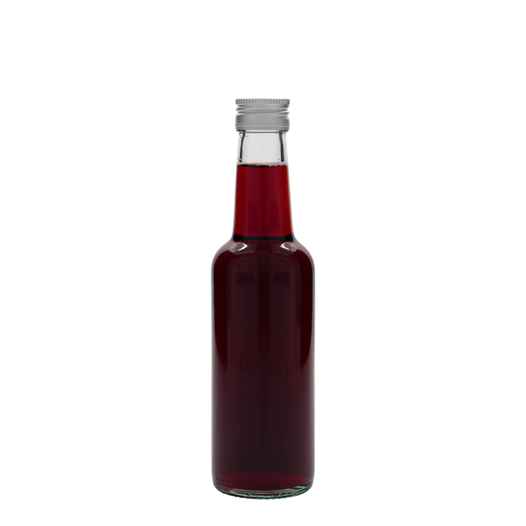 250 ml lasipullo suorakauluksella, suuaukko: PP 28 250 ml lasipullo suorakauluksella, suuaukko: PP 28