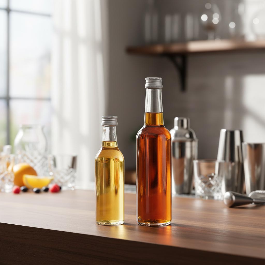 50 ml lasipullo suorakauluksella, suuaukko: PP 18 50 ml lasipullo suorakauluksella, suuaukko: PP 18