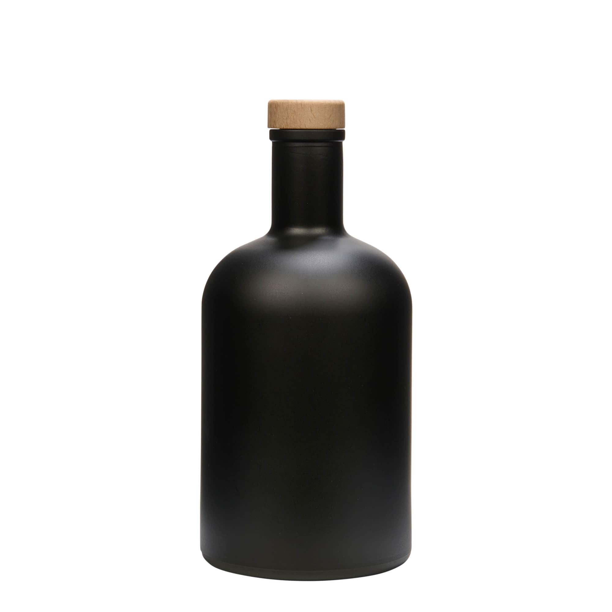 700 ml lasipullo ”Gerardino”, musta, suuaukko: korkki