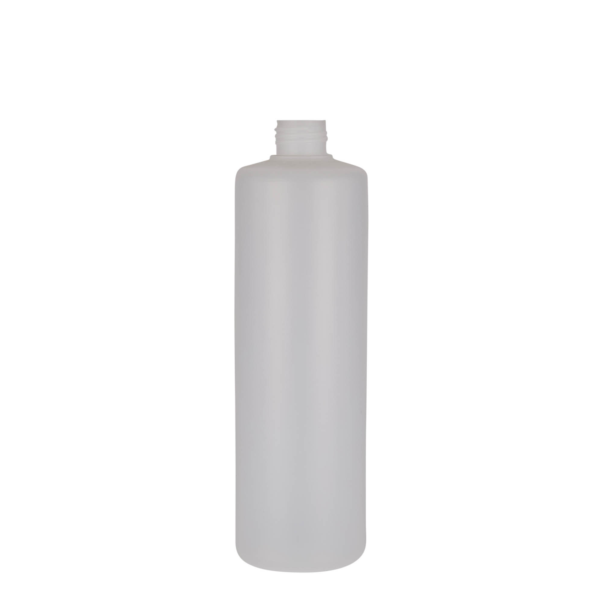 500 ml pyöreä pullo, PE-muovi, luonnonväri, suuaukko: ruuvikorkki 500 ml pyöreä pullo, PE-muovi, luonnonväri, suuaukko: ruuvikorkki