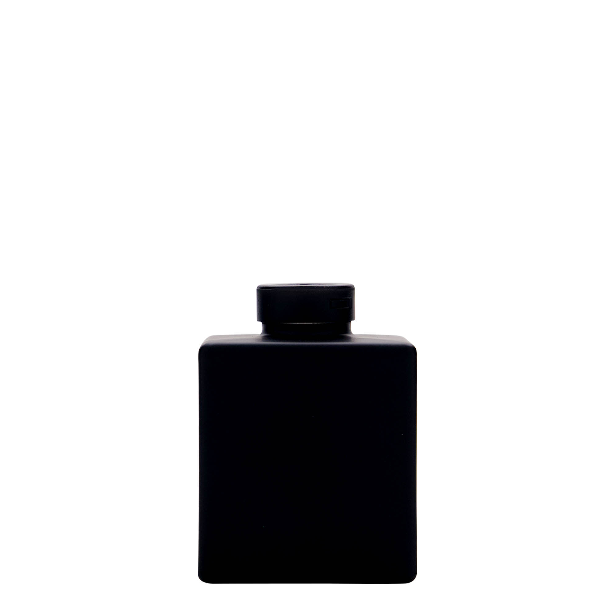 100 ml lasipullo 'Cube', neliö, musta, suuaukko: korkki