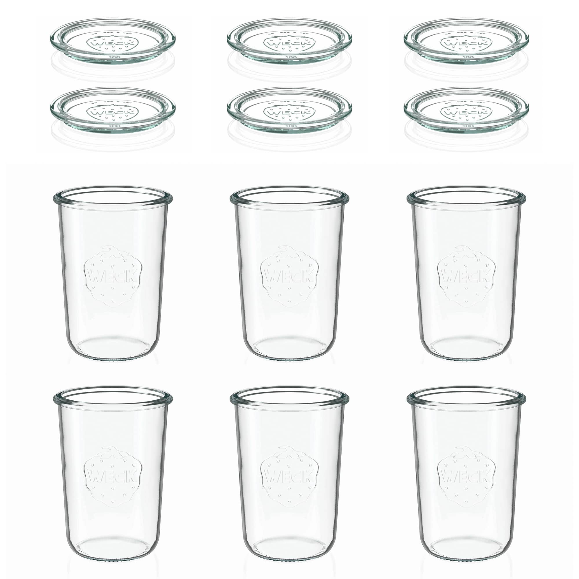 6x 850 ml WECK-kaatopurkki lasikannella RR 100