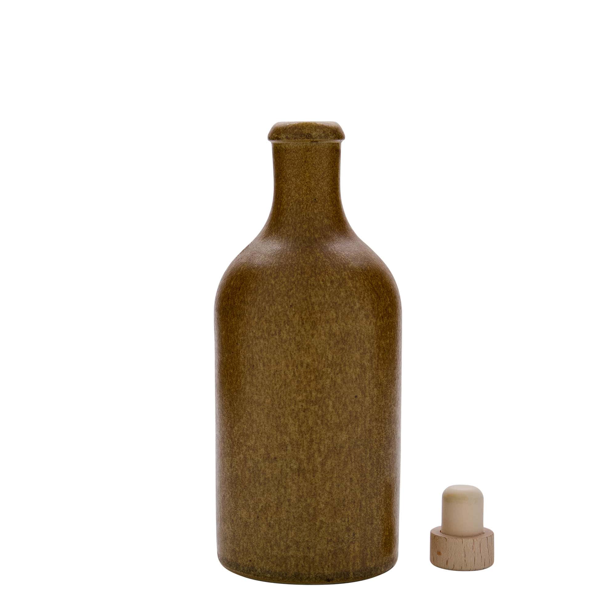 500 ml saviruukku, kivikeramiikka, ruskea-kristalli, suuaukko: korkki