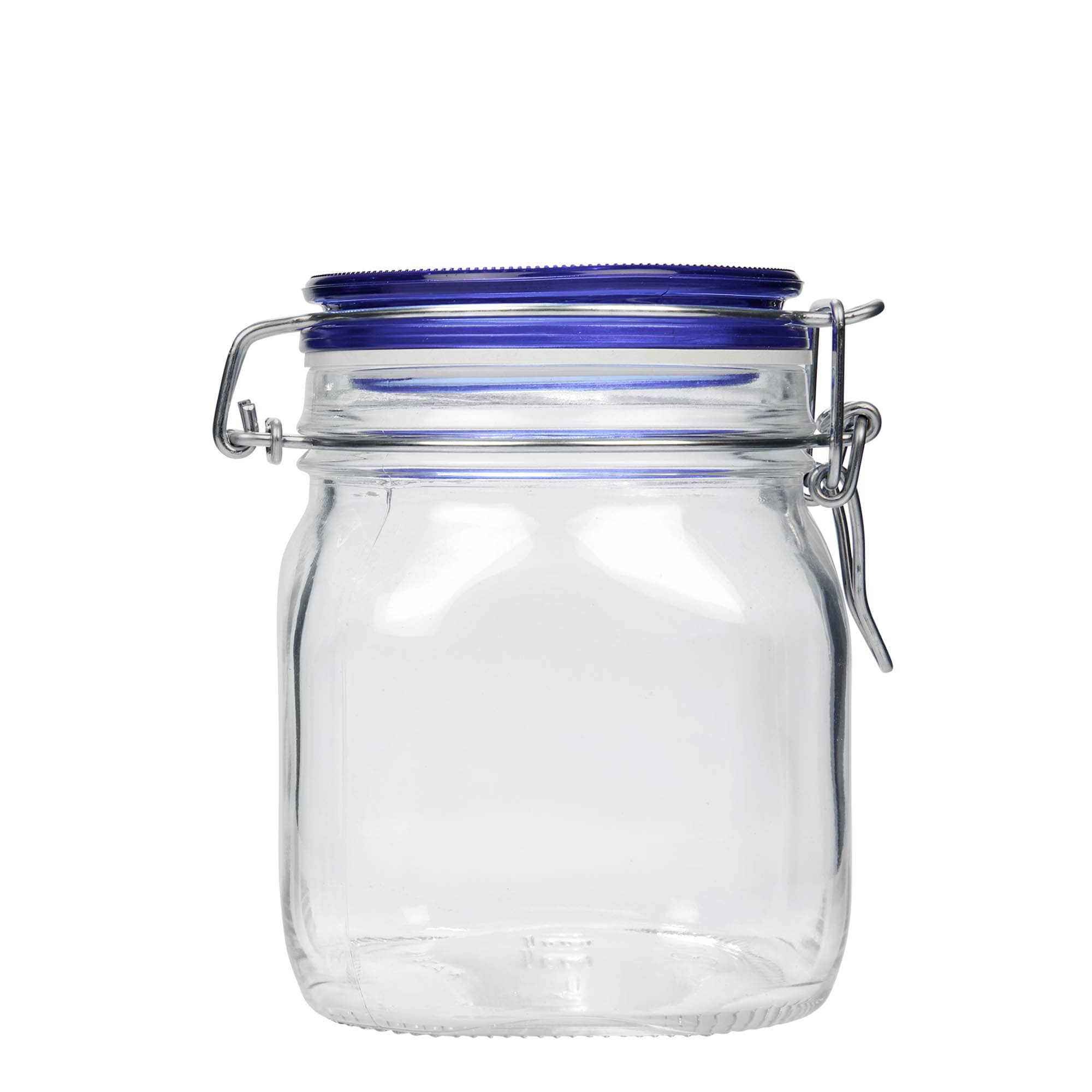 750 ml lankalukollinen purkki 'Fido' sininen kansi, neliömäinen, suu: lankalukko