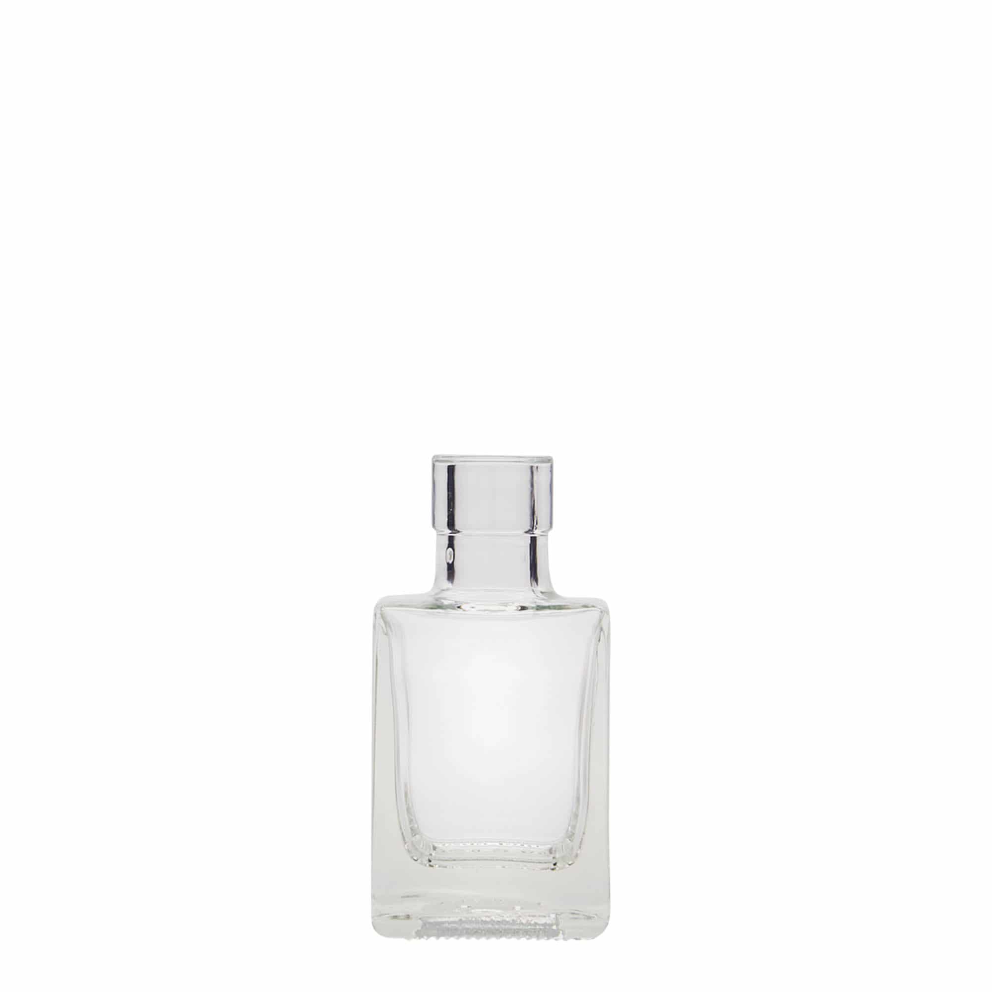 50 ml lasipullo 'Cube', neliömäinen, suuaukko: korkki