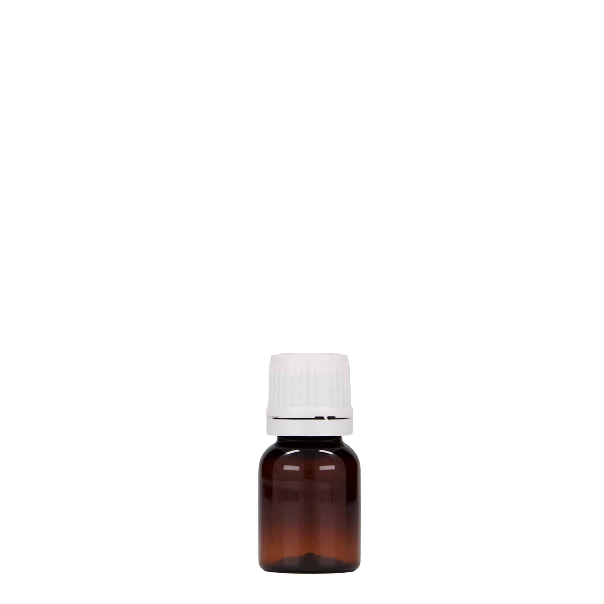 10 ml PET-lääkepullo 'Easy Living', ruskea, muovi, suu: DIN 18