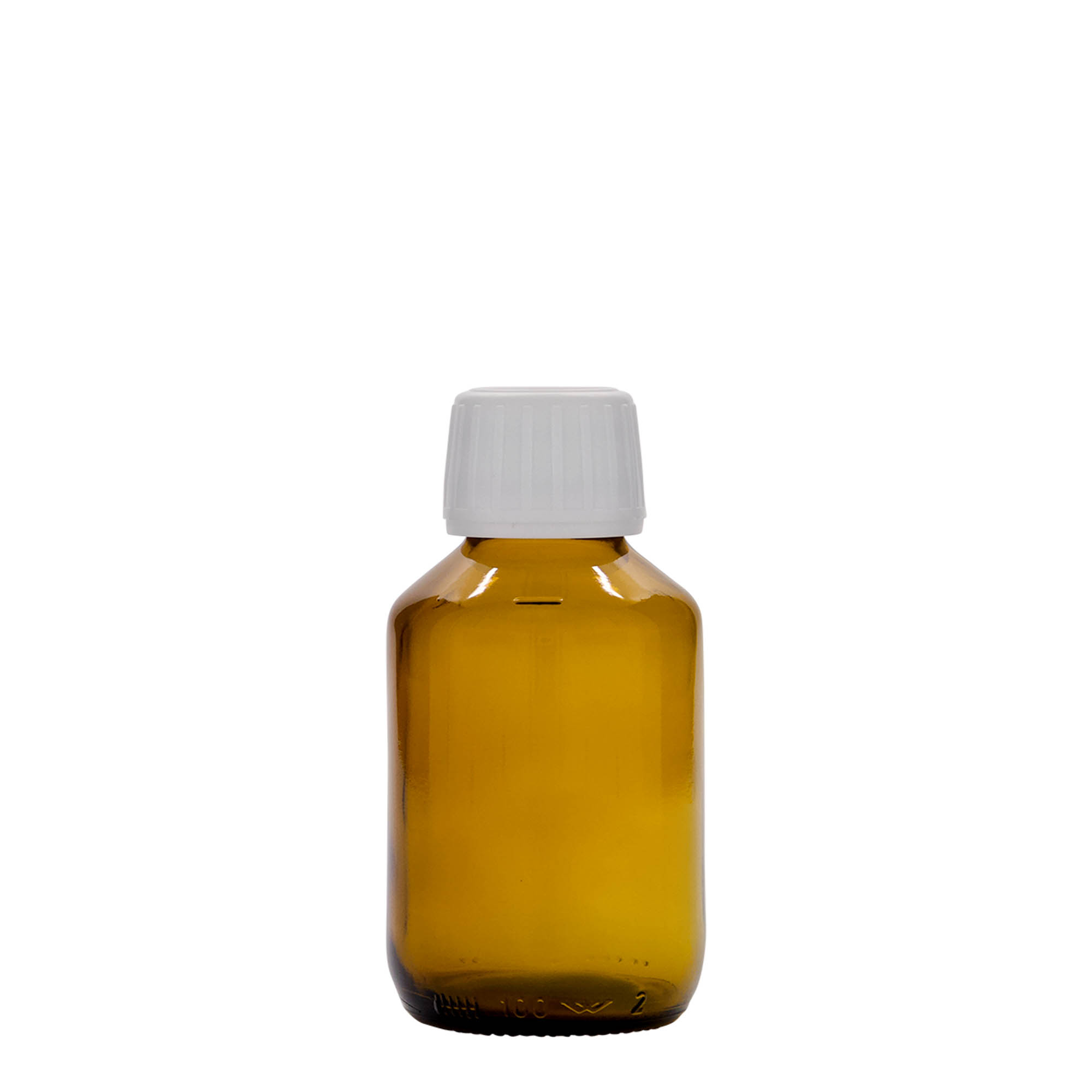 100 ml lääkepullo, ruskea, lasi, suu: PP 28