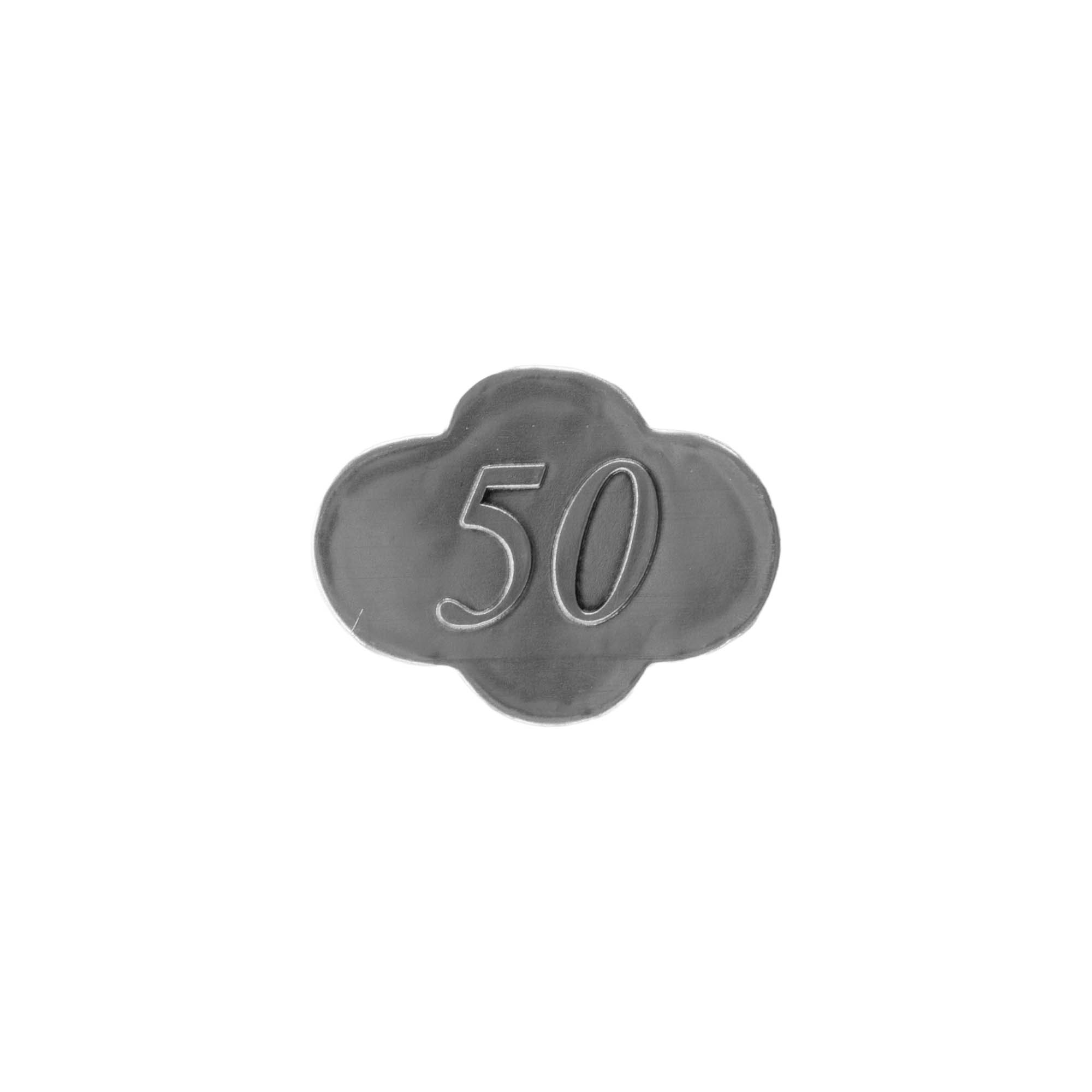 Tin-etiketti '50', metalli, hopea