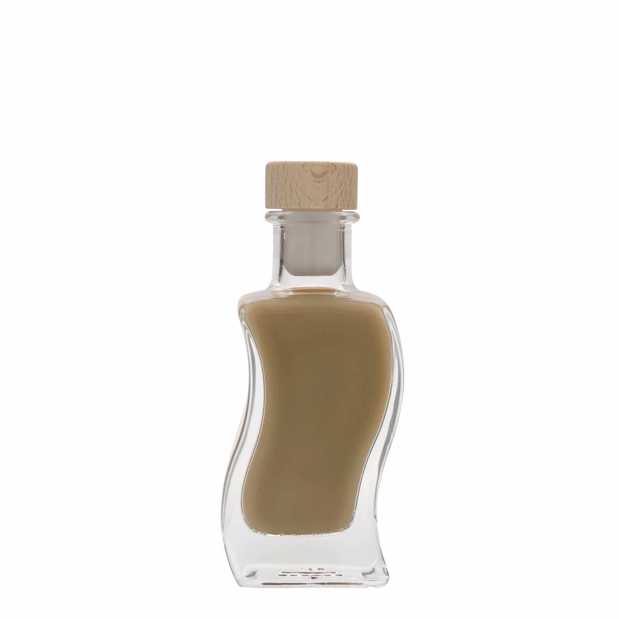 100 ml lasipullo 'Aallot', neliö, suu: korkki