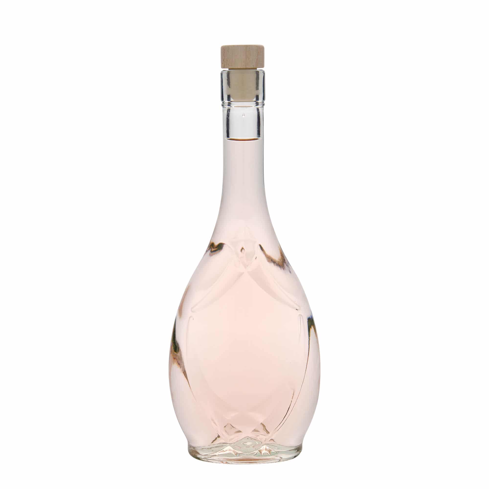 500 ml lasipullo 'Saragossa', soikea, suu: korkki