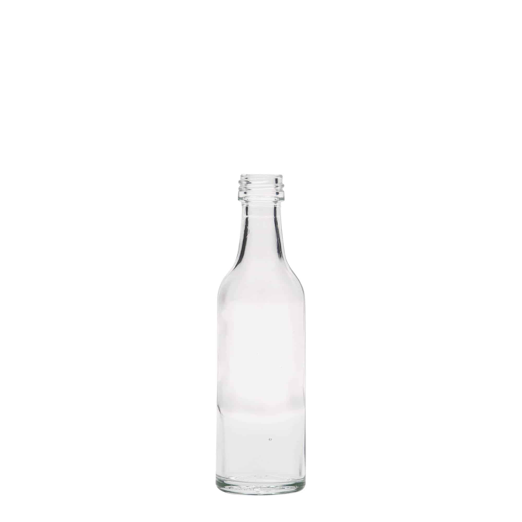 50 ml lasipullo suorakauluksella, suuaukko: PP 18