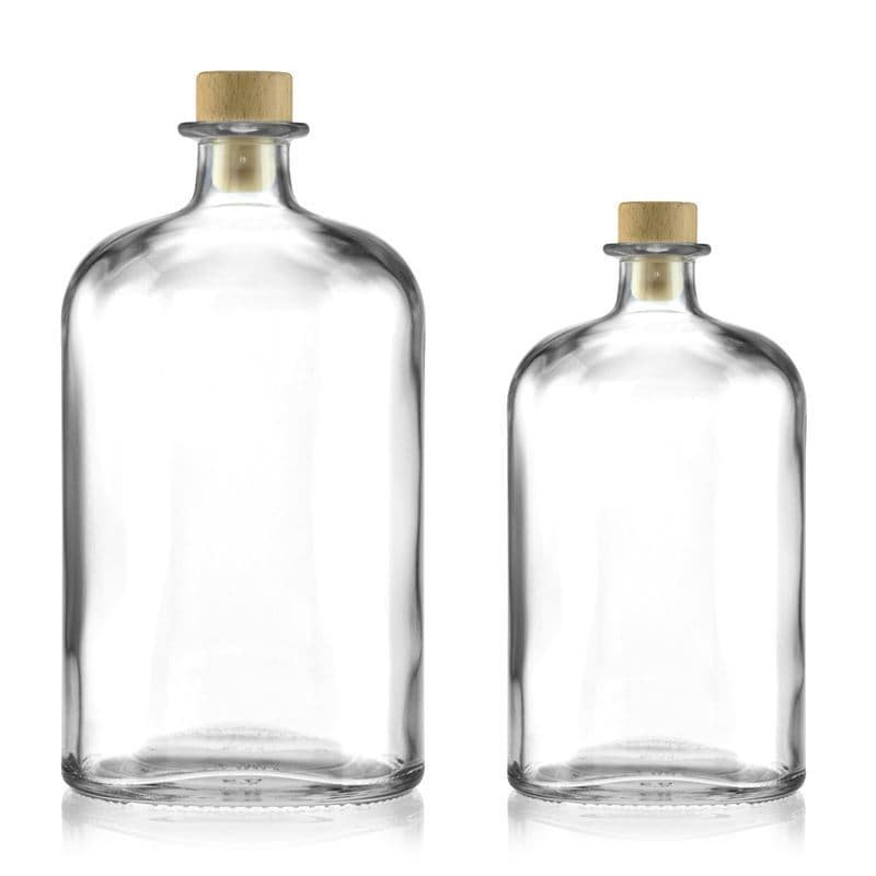 1000 ml lasipullo 'Dundee', soikea, suu: korkki
