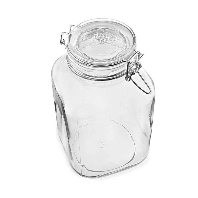 3000 ml patenttikorkkilasipurkki 'Fido', neliö, suu: patenttikorkki