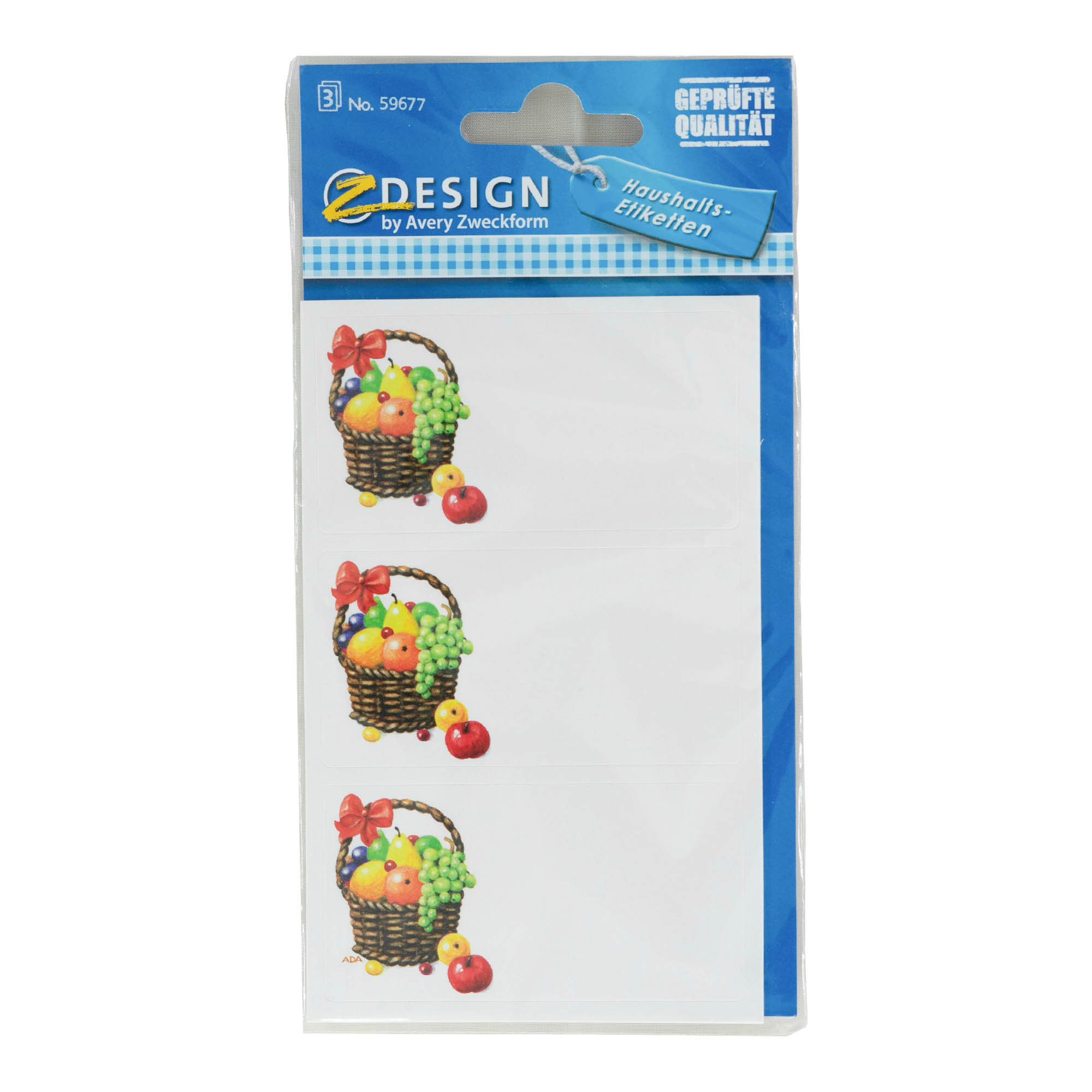 Zweckform-tarrat 'Hedelmäkori', suorakaide, paperi, monivärinen