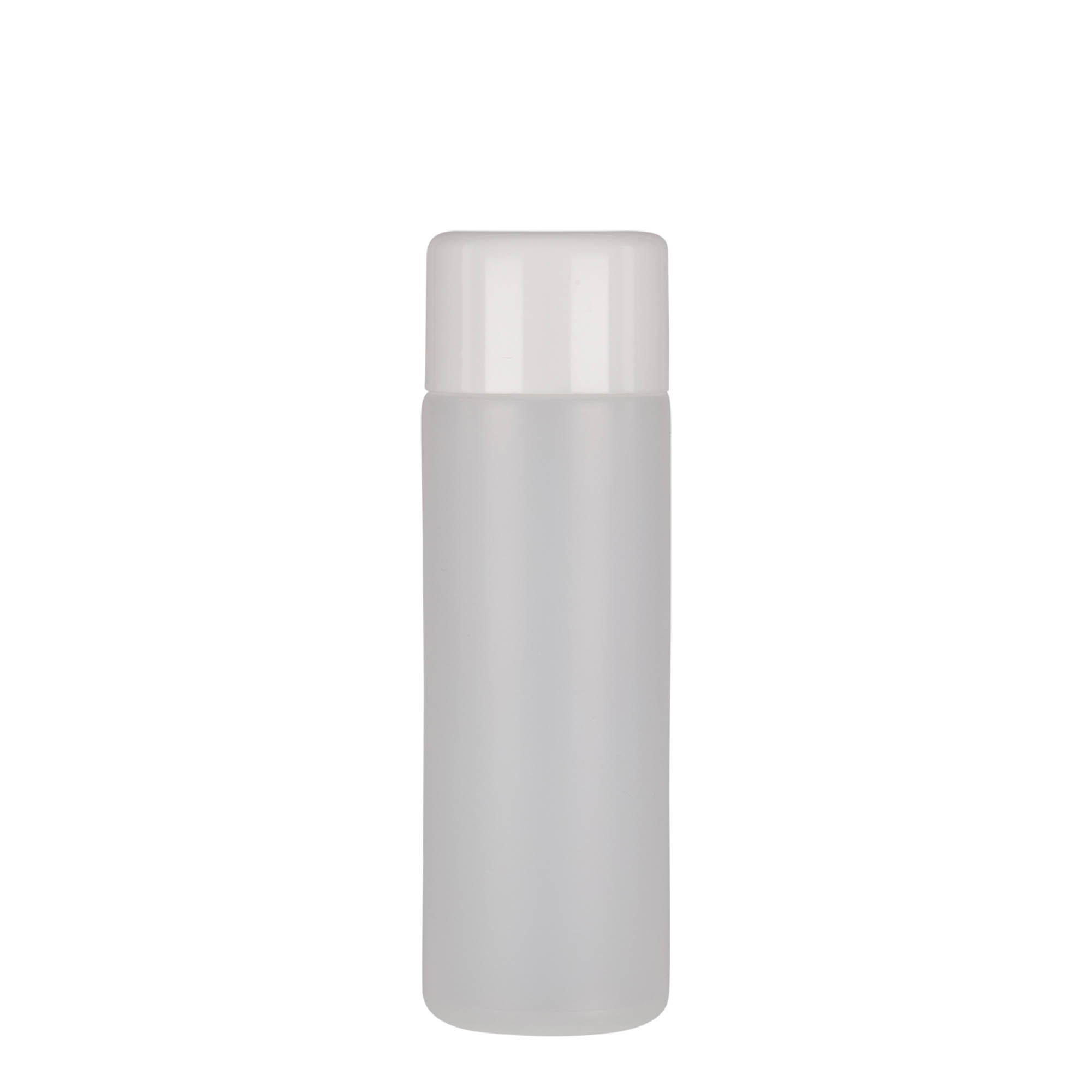 200 ml pyöreä pullo, PE-muovi, luonnonvärinen, suuaukko: ruuvikorkki