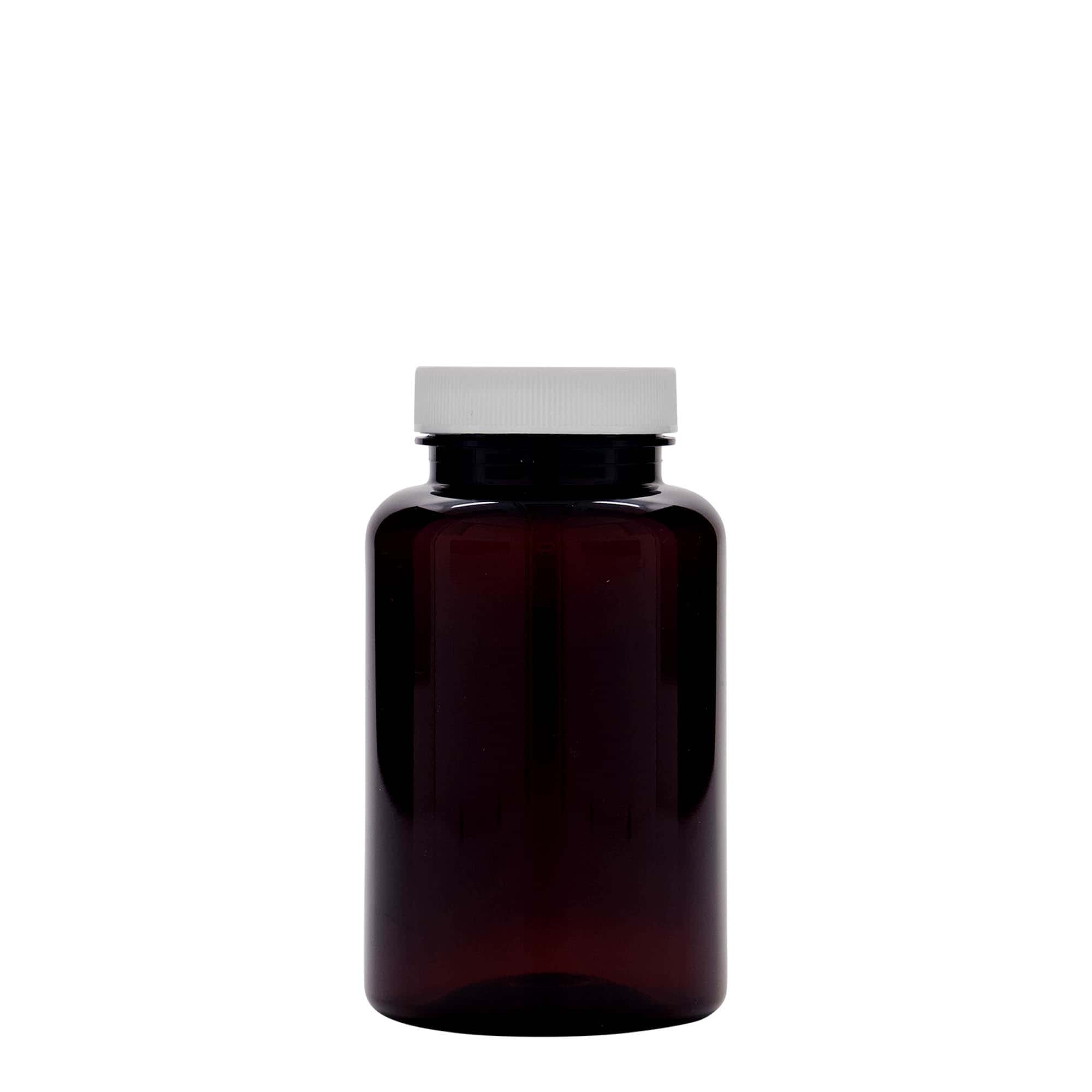 250 ml PET-Packer, muovi, ruskea, suu: GPI 45/400