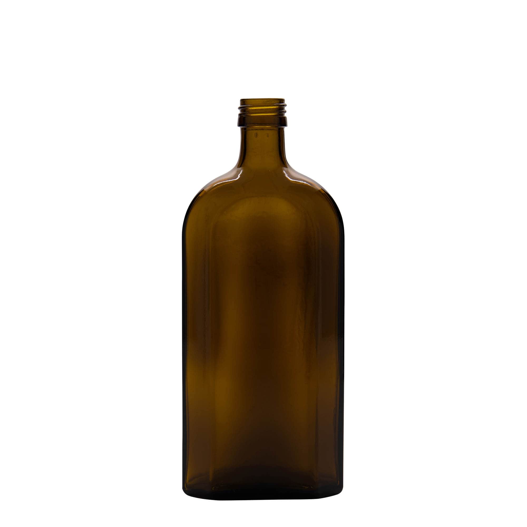 500 ml lääkepullo Meplat, soikea, lasi, ruskea, suuaukko: PP 28