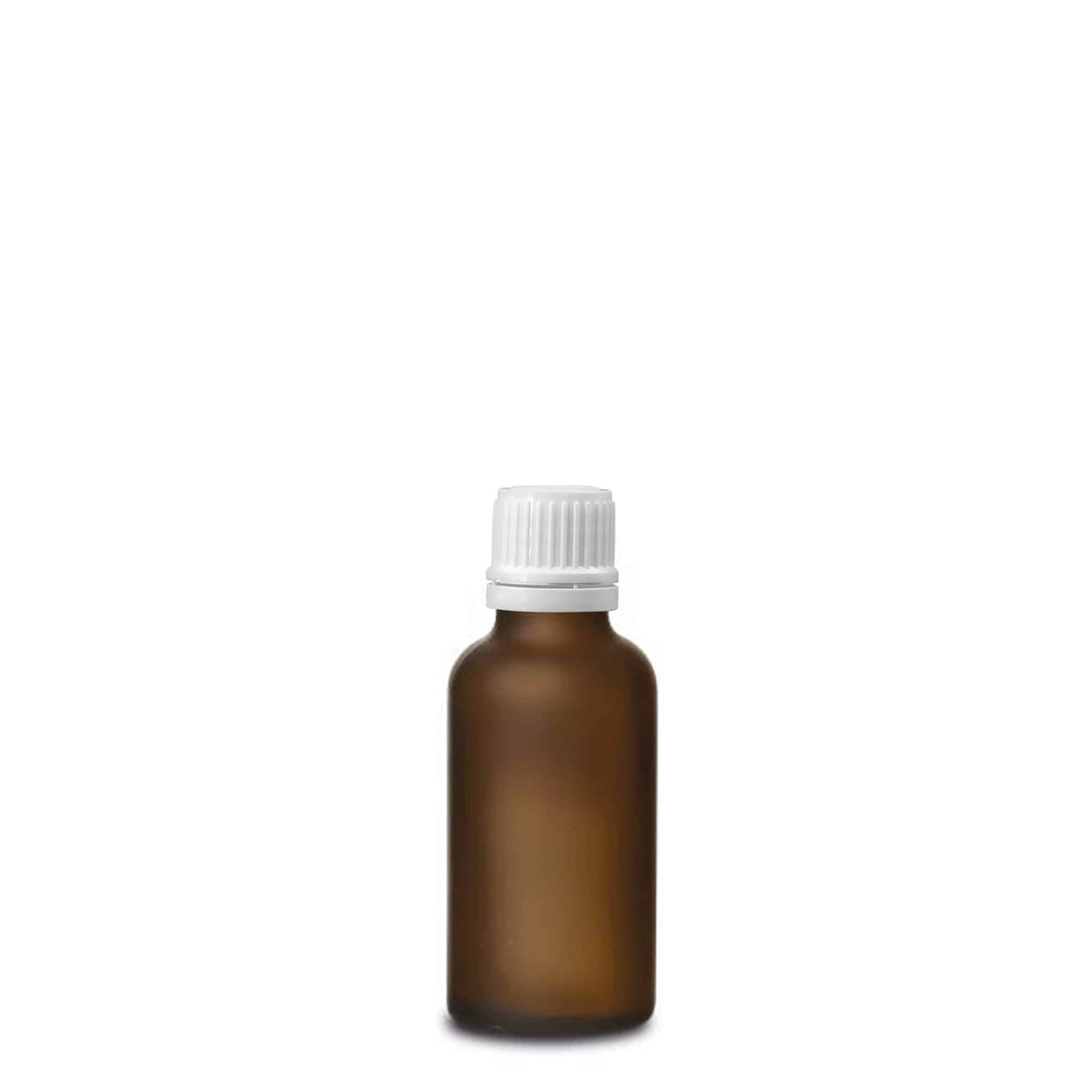 30ml lääkepullo, lasi, ruskea huurrettu, suu: DIN 18