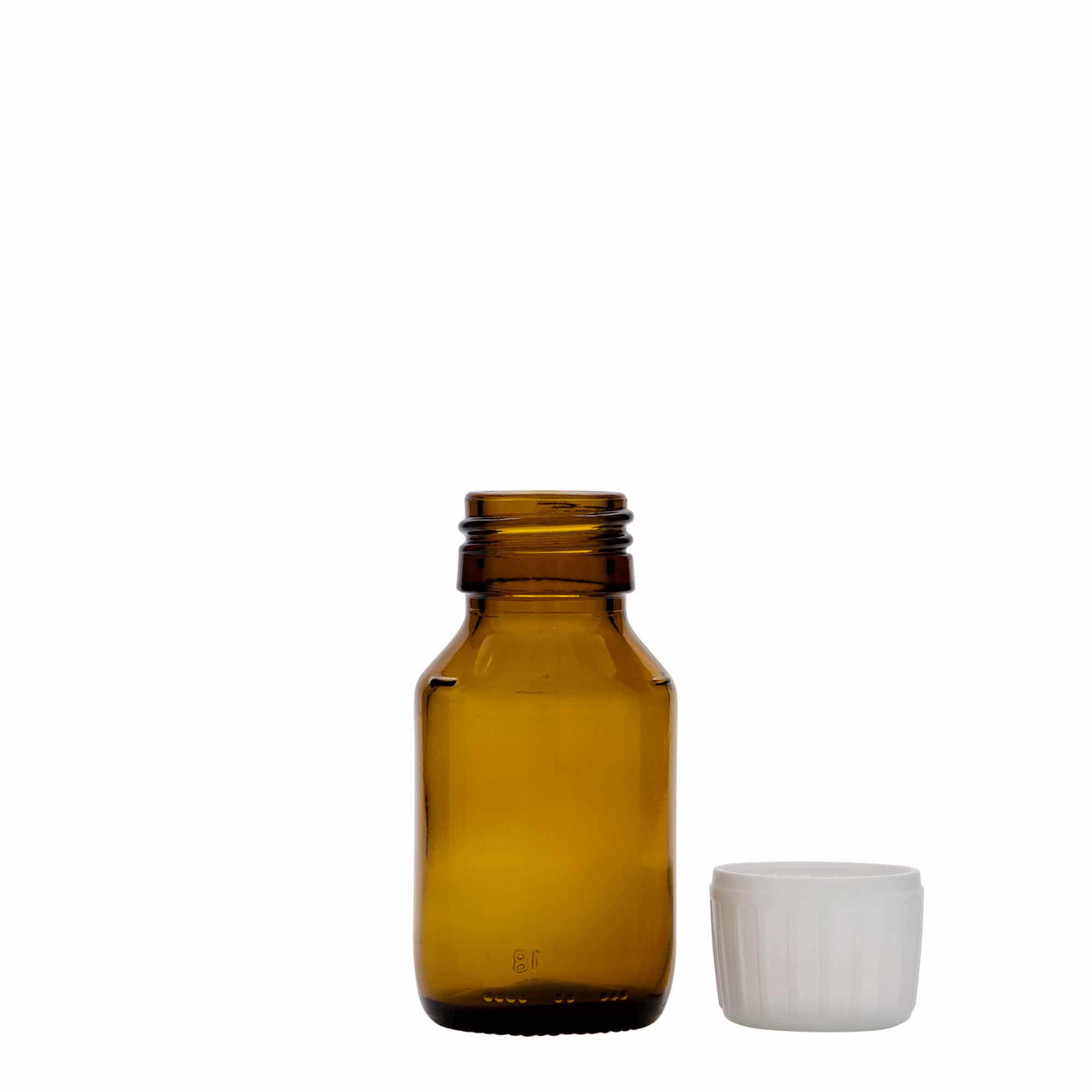 50 ml lääkeputkilo, ruskea, lasia, suuaukon koko: PP 28
