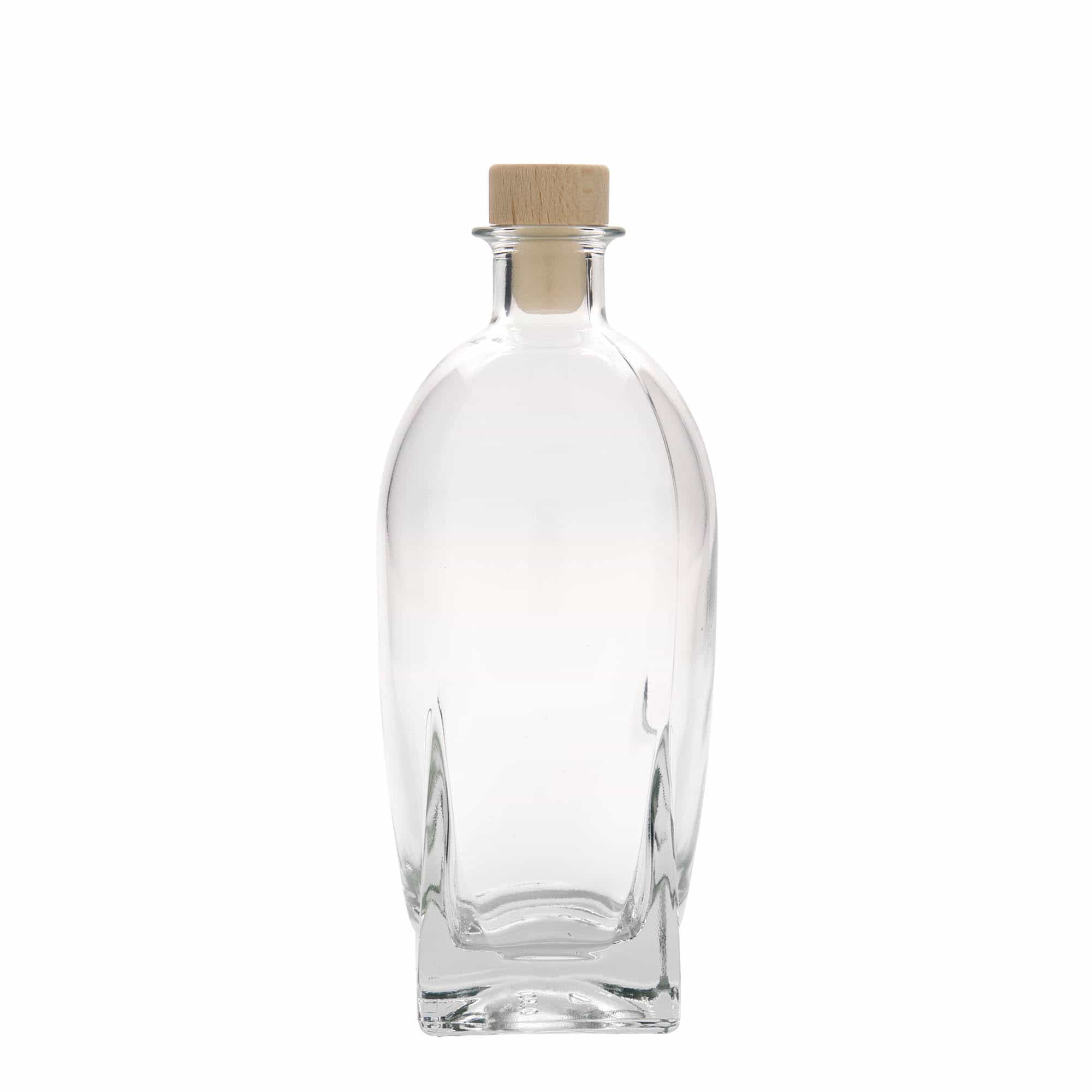 500 ml lasipullo 'Zino', neliö, suu: korkki