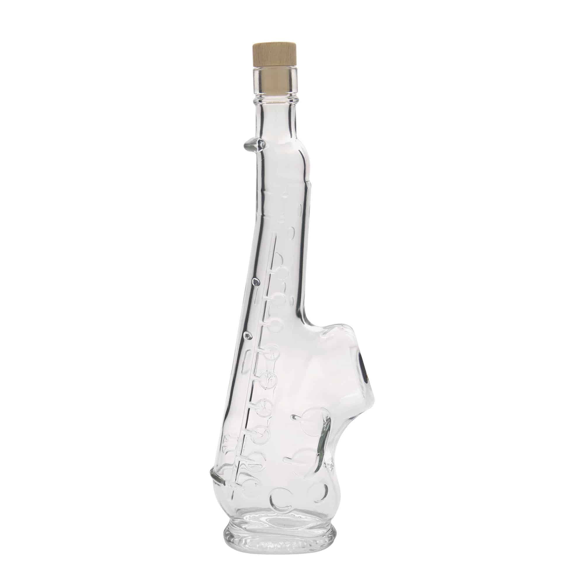 500 ml lasipullo ”Saksofoni”, suuaukko: korkki
