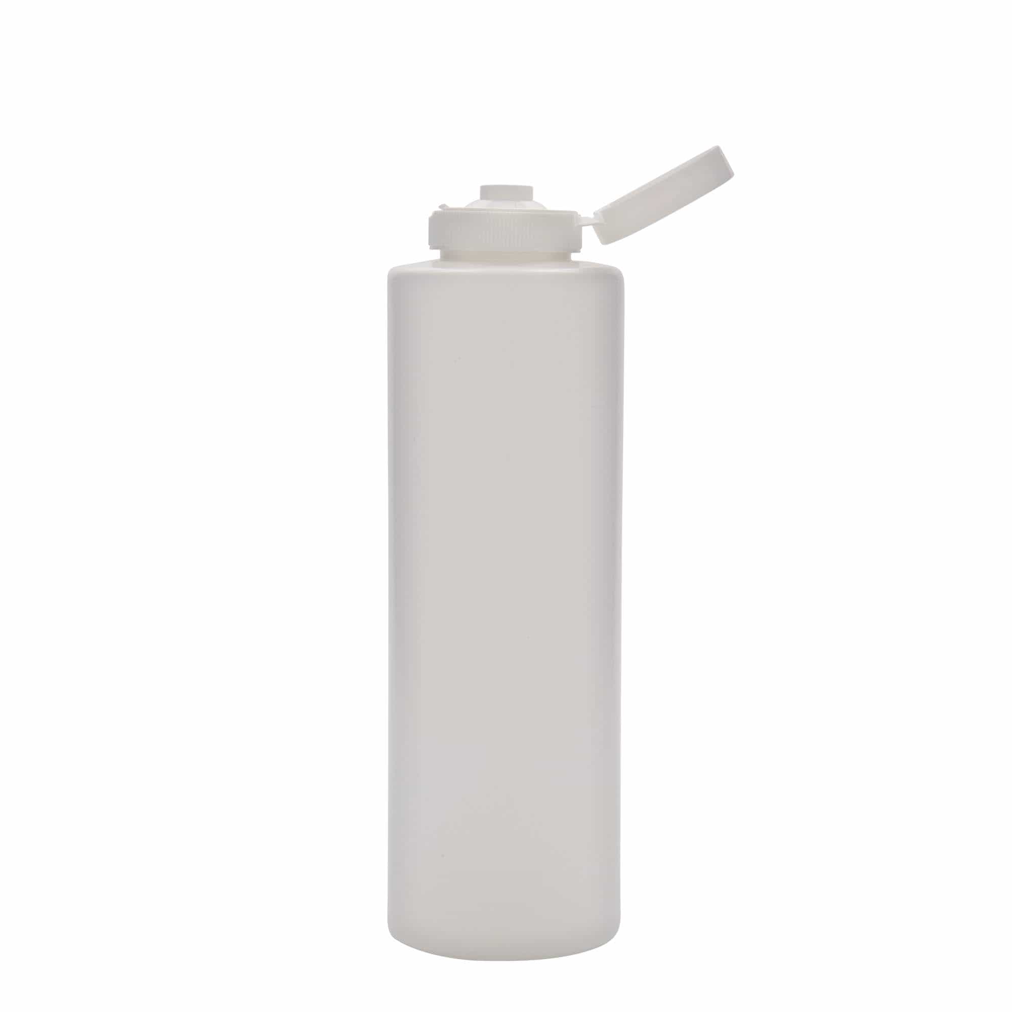 500 ml kastikepullo, LDPE-muovi, valk., suu: GPI 38/400