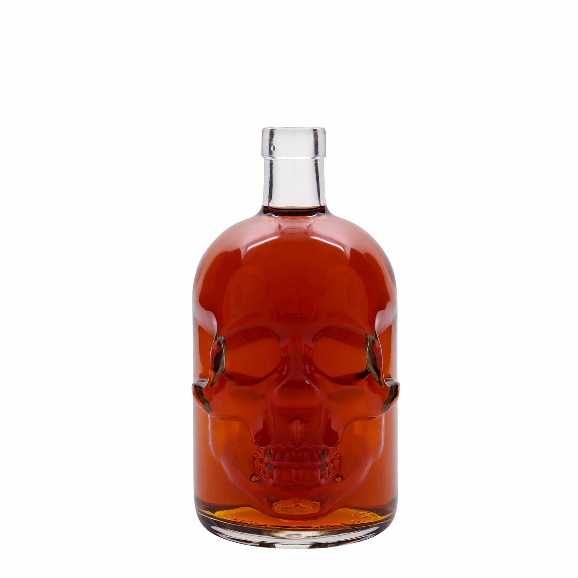700 ml lasipullo 'Pääkallo', suu: korkki