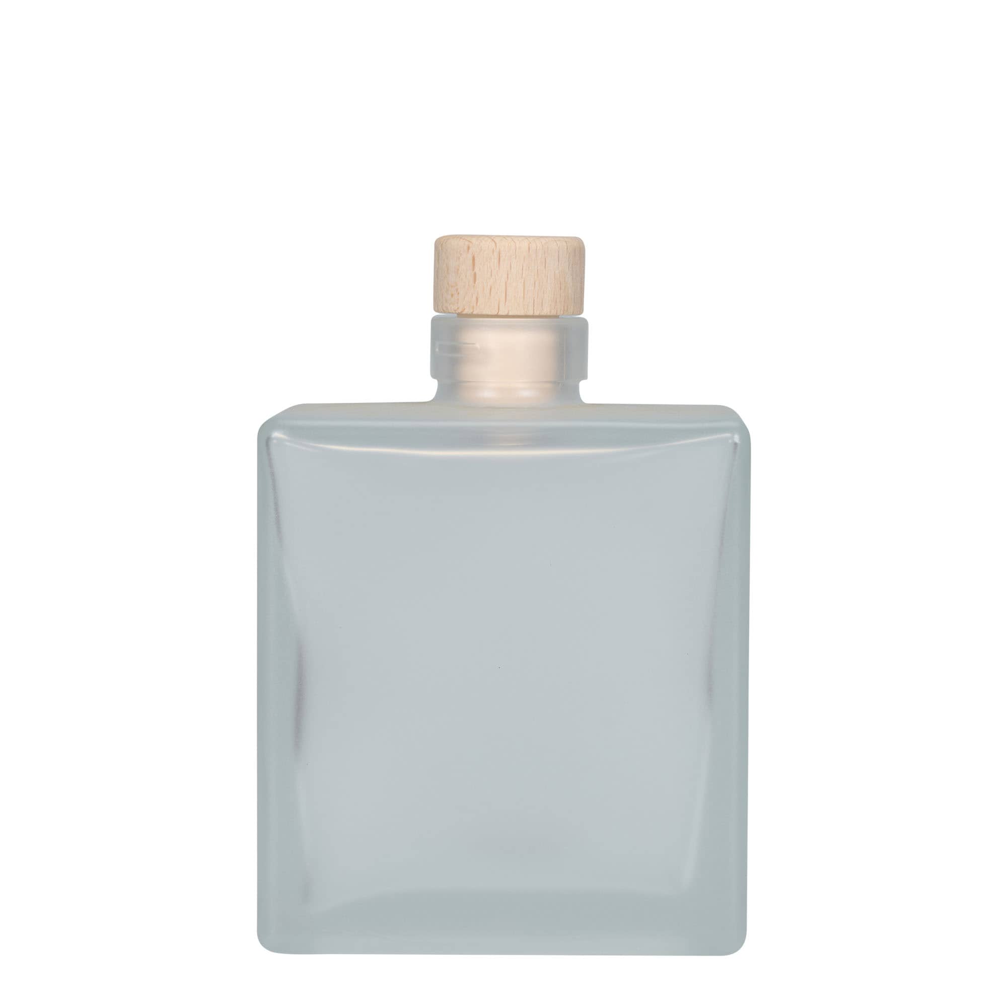 500 ml lasipullo 'Cube', neliö, huurrettu, suu: korkki