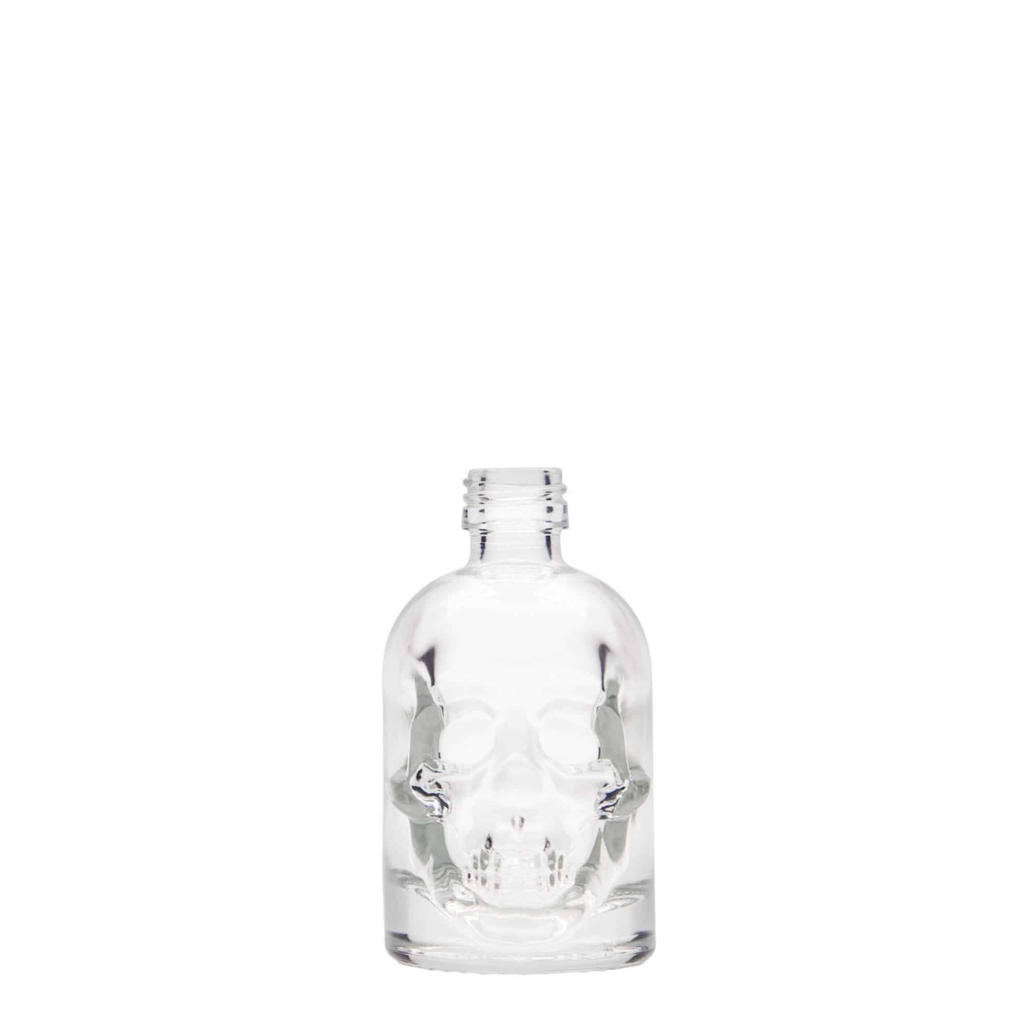 50 ml lasipullo 'Pääkallo', suu: PP 18