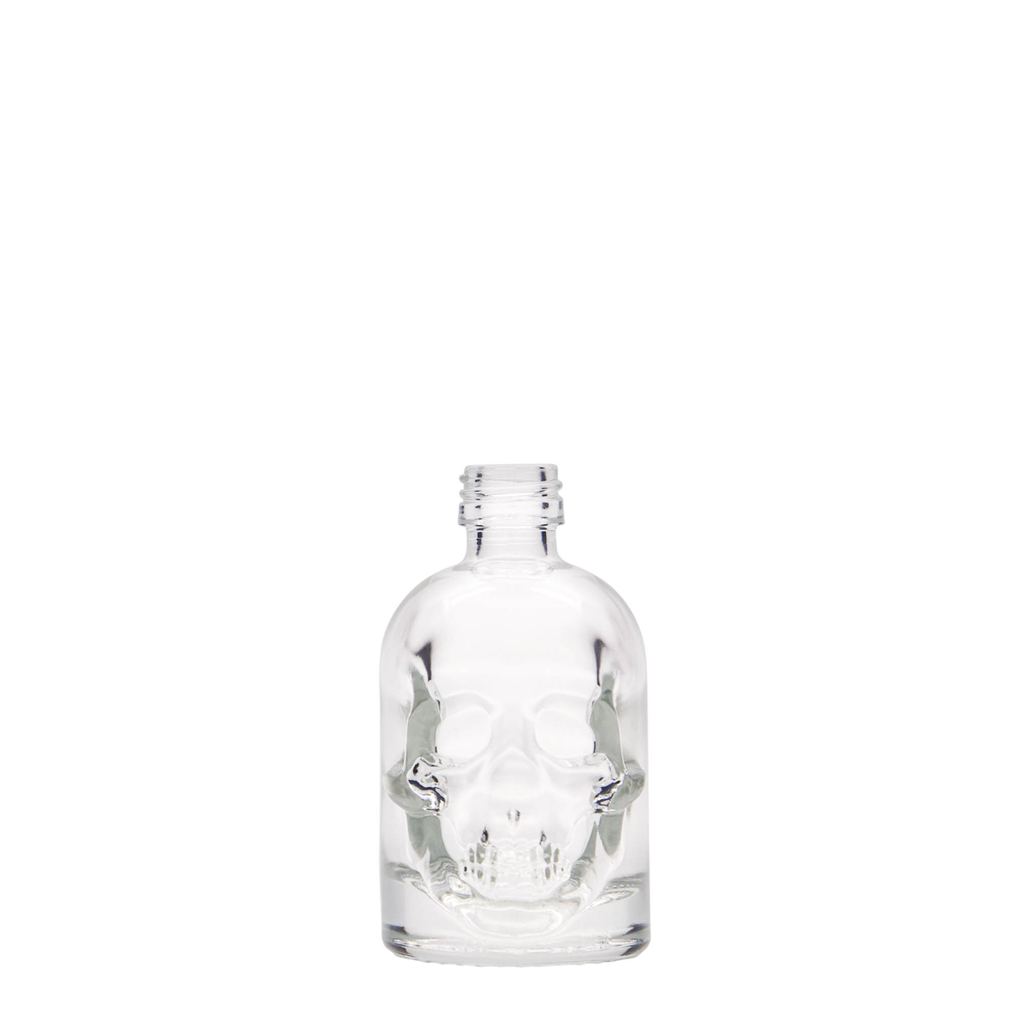 50 ml lasipullo 'Kuolonpää', suuaukko: PP 18 50 ml lasipullo 'Kuolonpää', suuaukko: PP 18