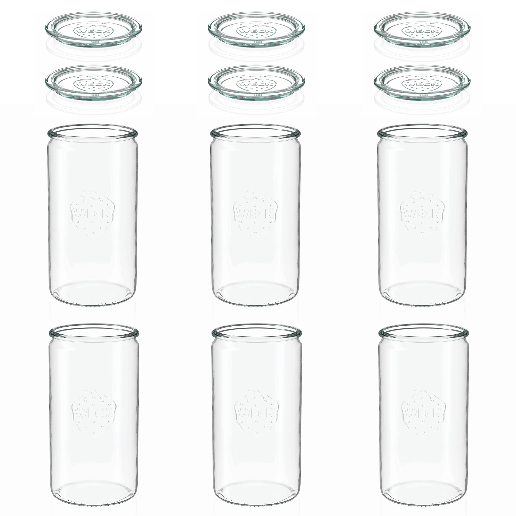 6x 1575 ml WECK-sylinterilasi lasikannella RR 100