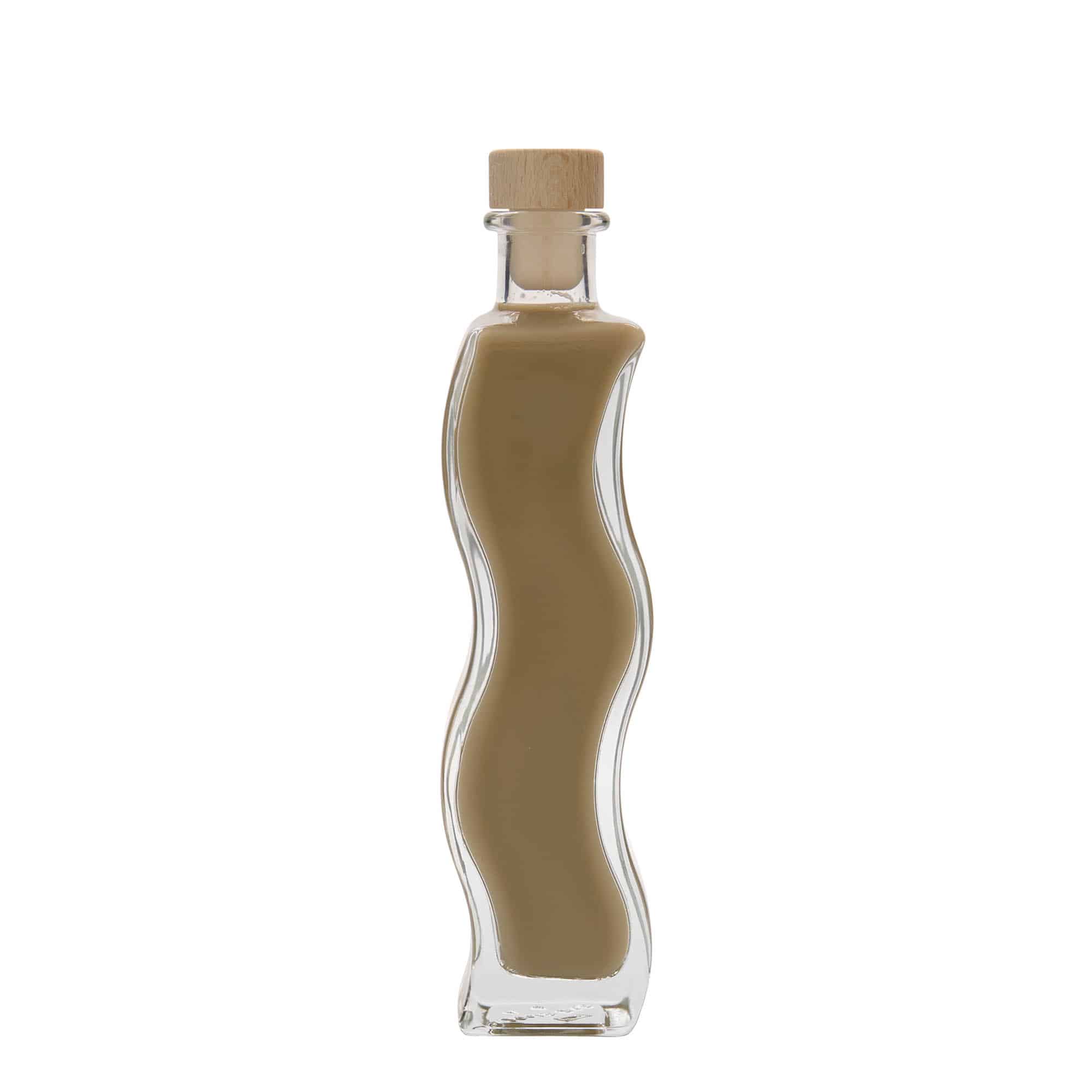 200 ml lasipullo 'Aallot', neliö, suu: korkki