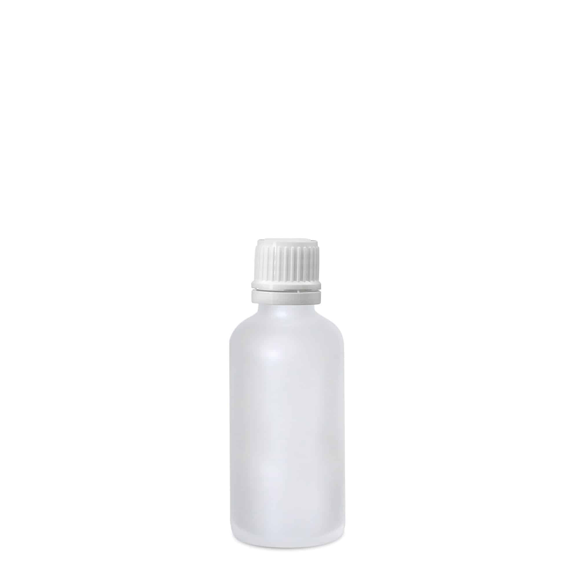 50 ml lääkepullo, lasi, huurrettu, suu: DIN 18